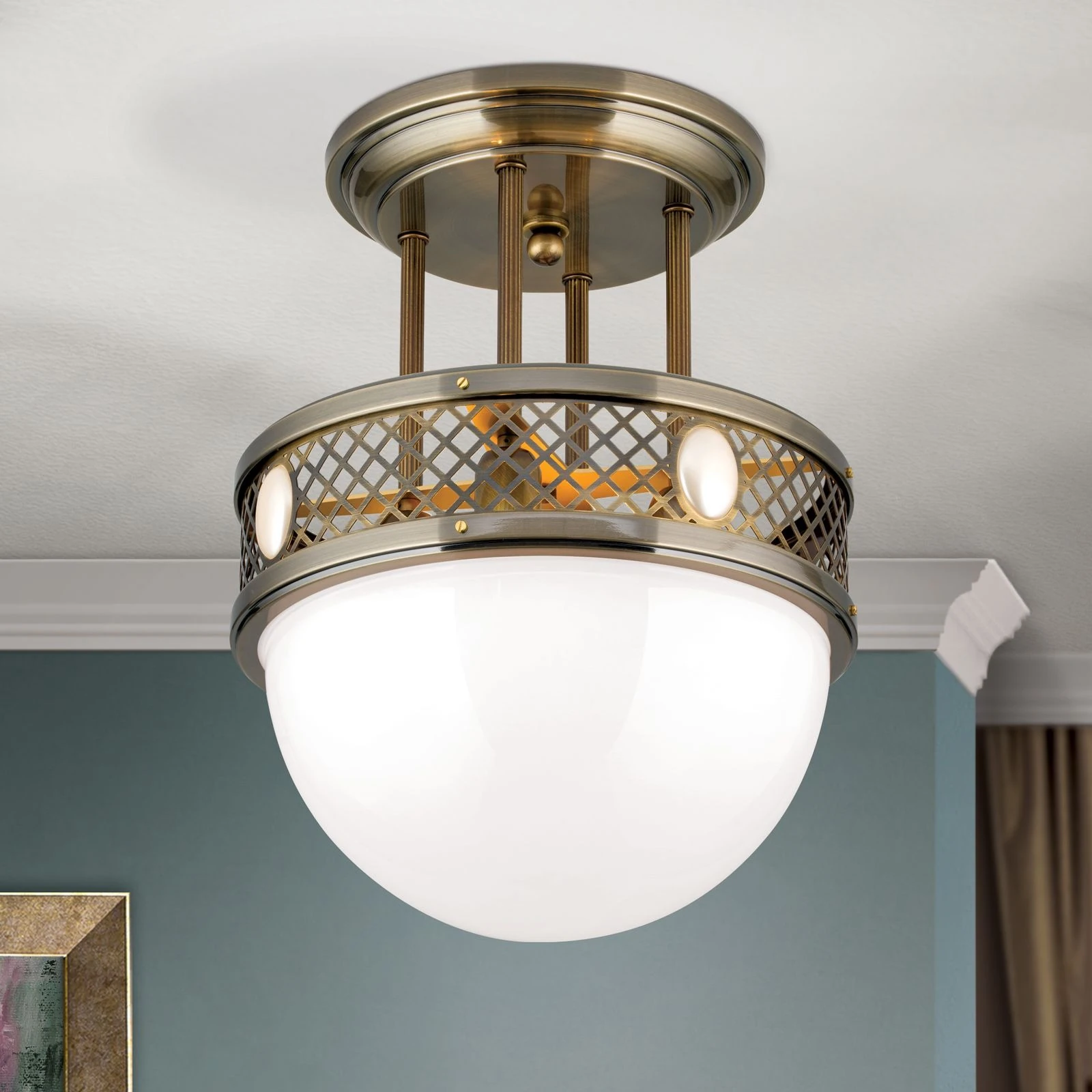 Plafonska lampa sa kratkim vešanjem ALT WIEN, antik mesing, 40 cm - 2