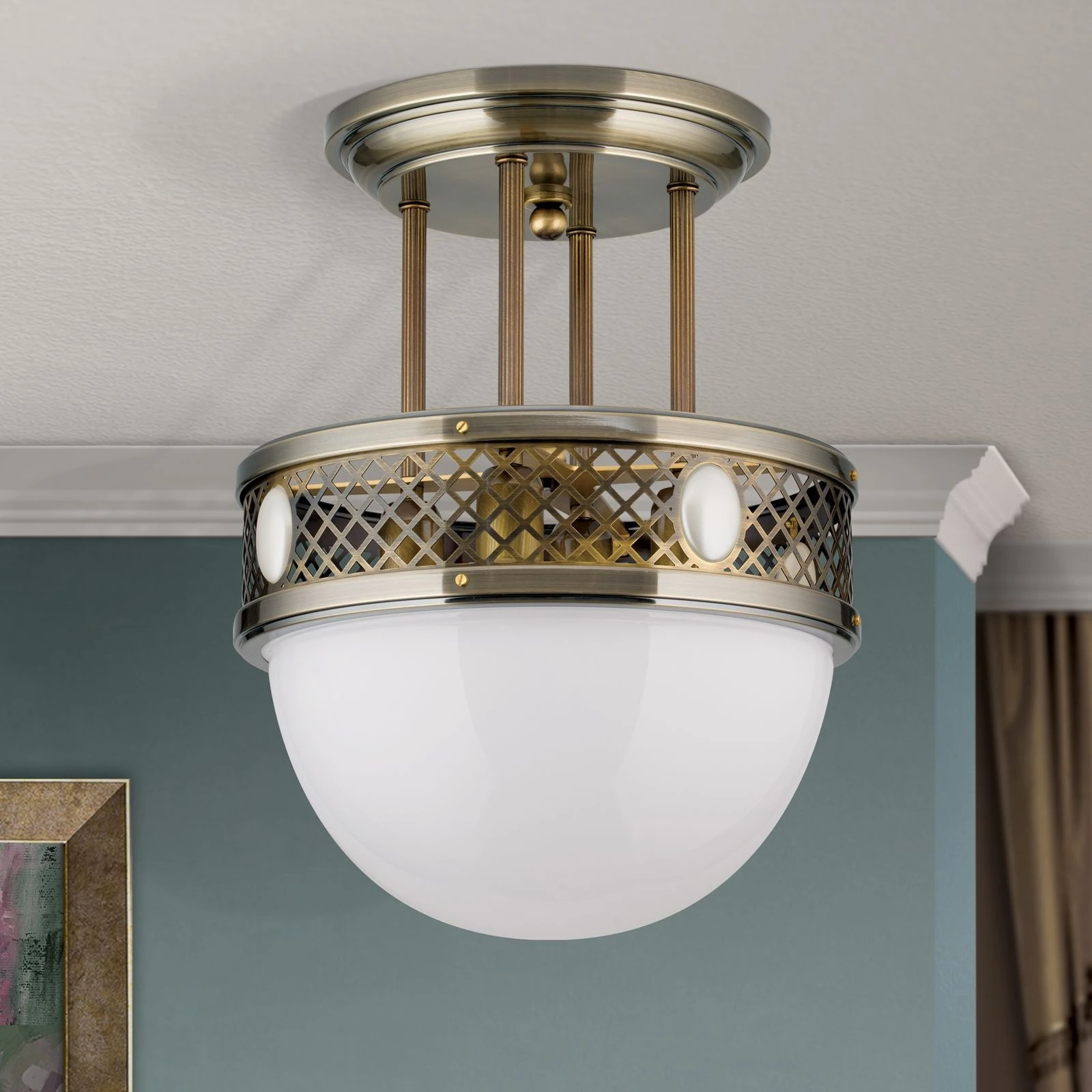 Plafonska lampa sa kratkim vešanjem ALT WIEN, antik mesing, 40 cm - 3