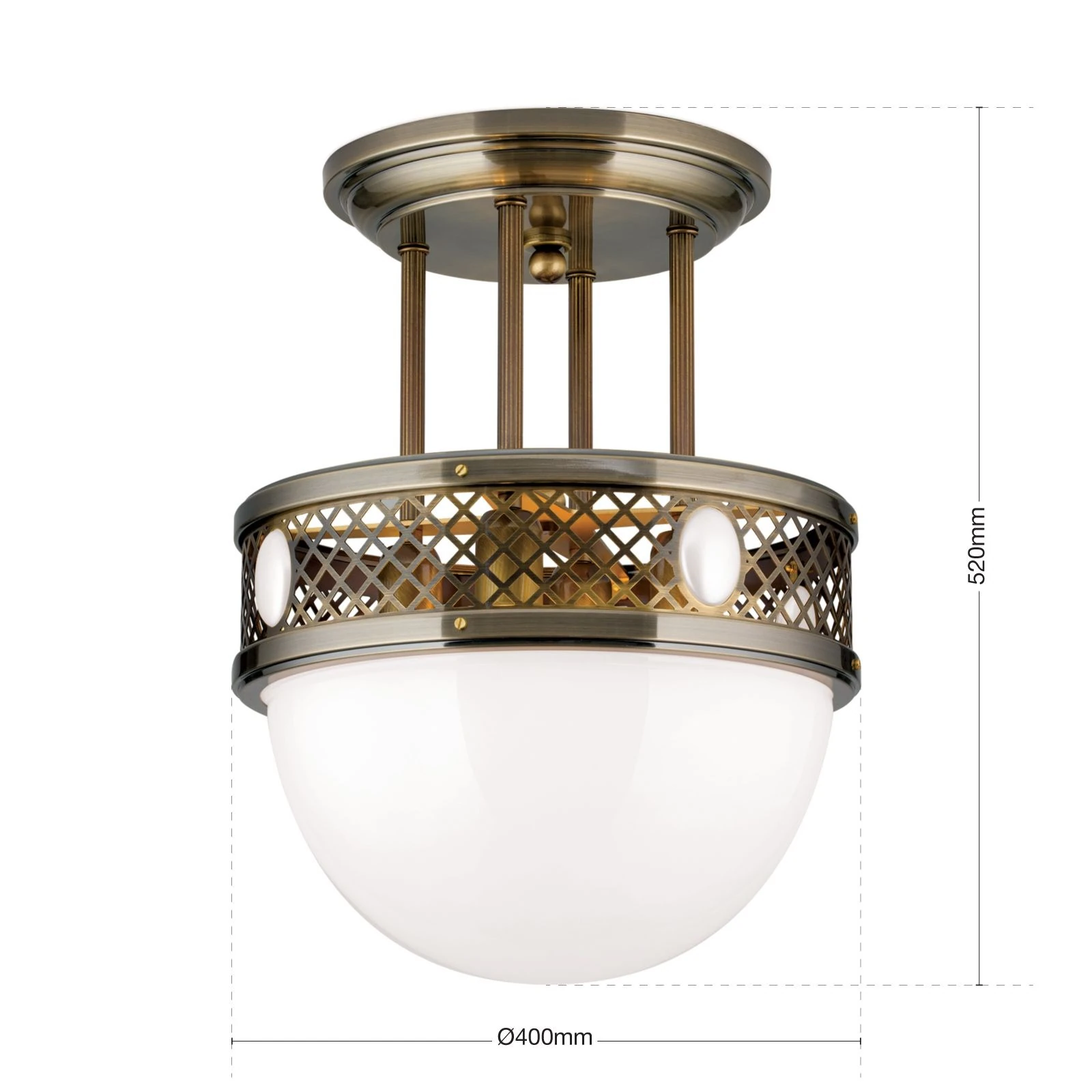 Plafonska lampa sa kratkim vešanjem ALT WIEN, antik mesing, 40 cm - 7