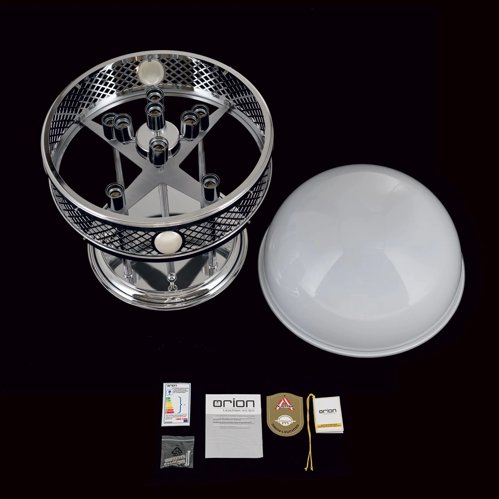 Viseća plafonska lampa ALT WIEN, 9 izvora svetla, 53 cm, sjajni nikl - 8