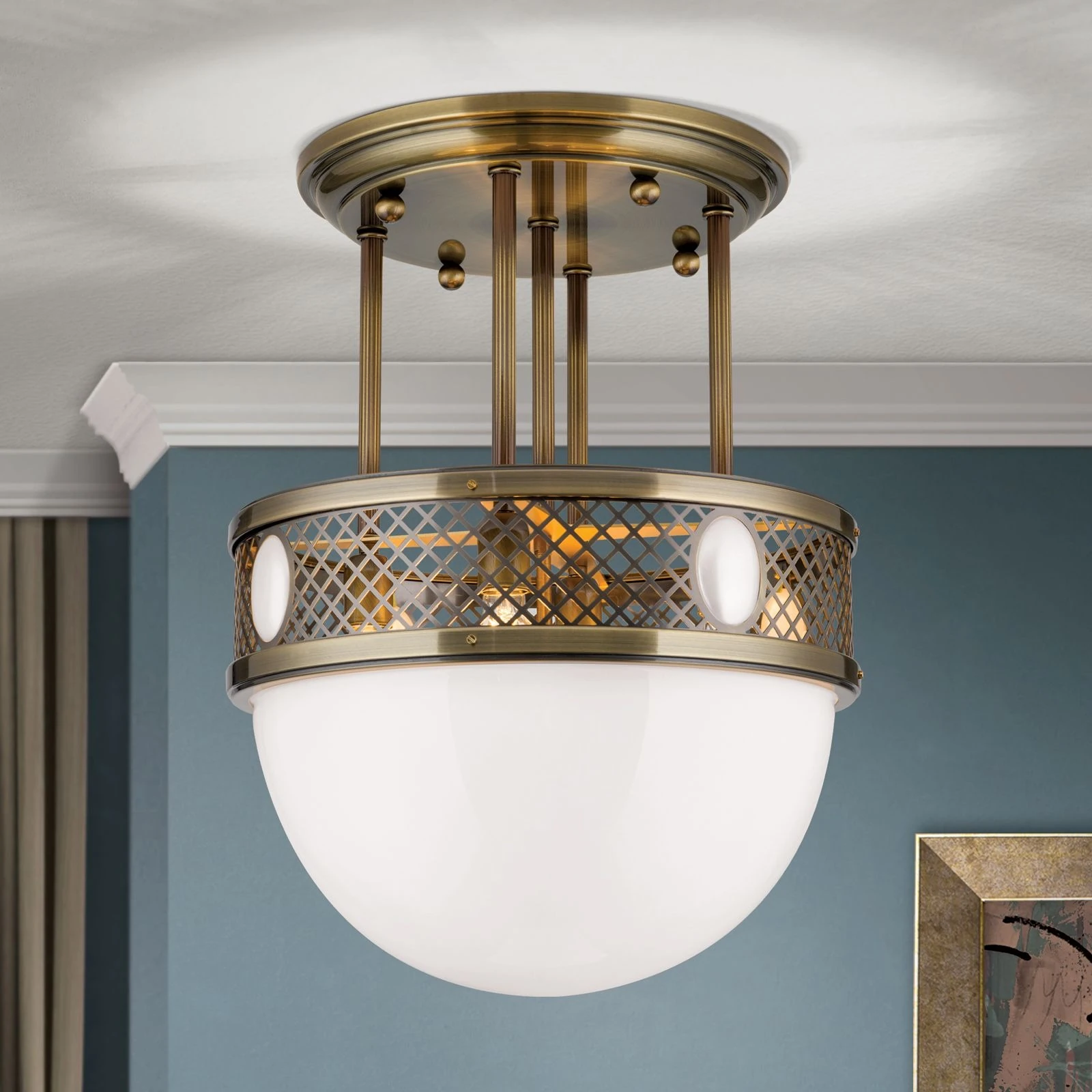 Plafonska lampa sa kratkim vešanjem ALT WIEN, antik mesing, 53 cm - 1