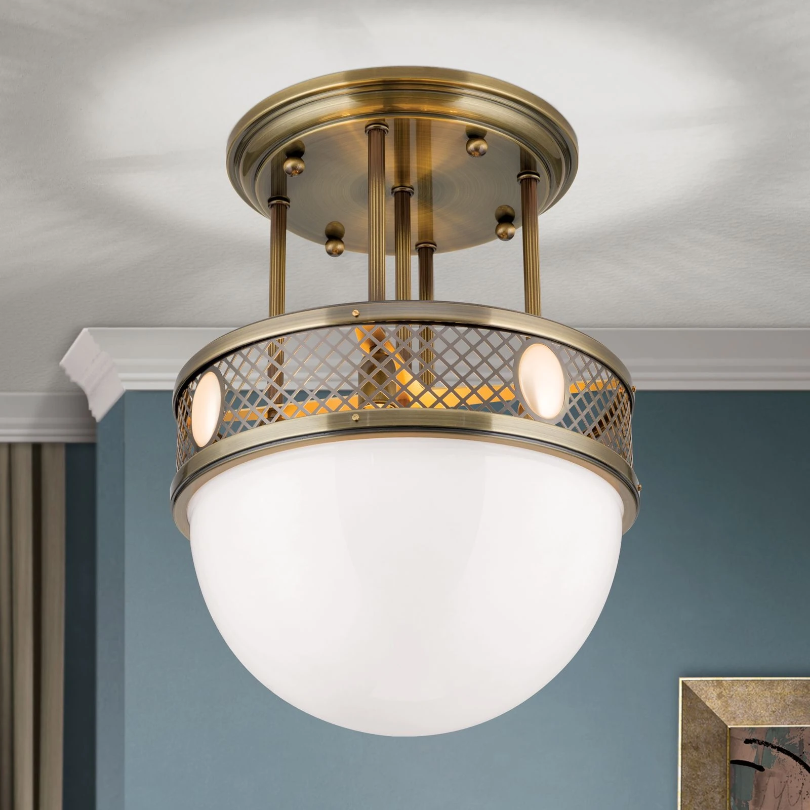 Plafonska lampa sa kratkim vešanjem ALT WIEN, antik mesing, 53 cm - 2