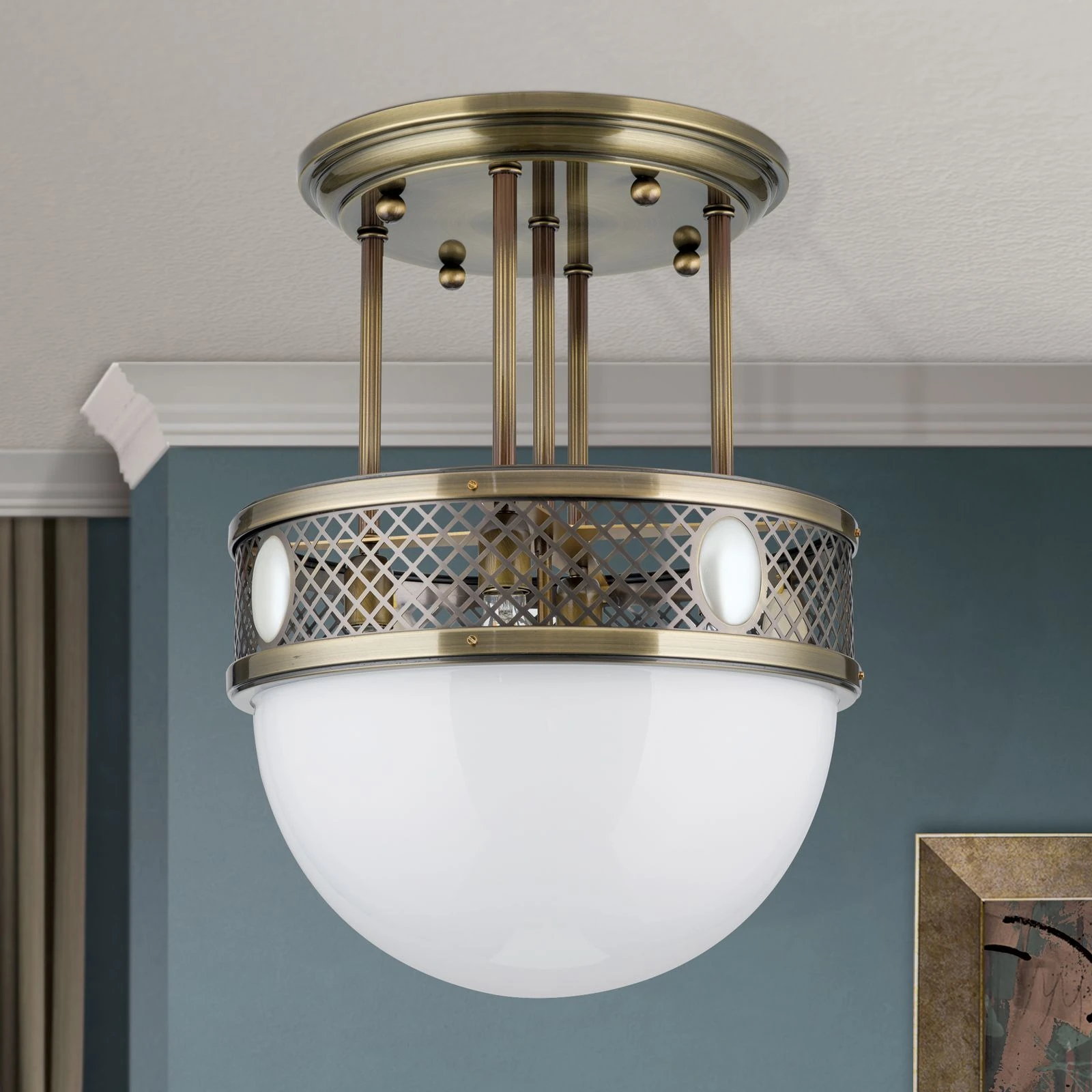 Plafonska lampa sa kratkim vešanjem ALT WIEN, antik mesing, 53 cm - 3
