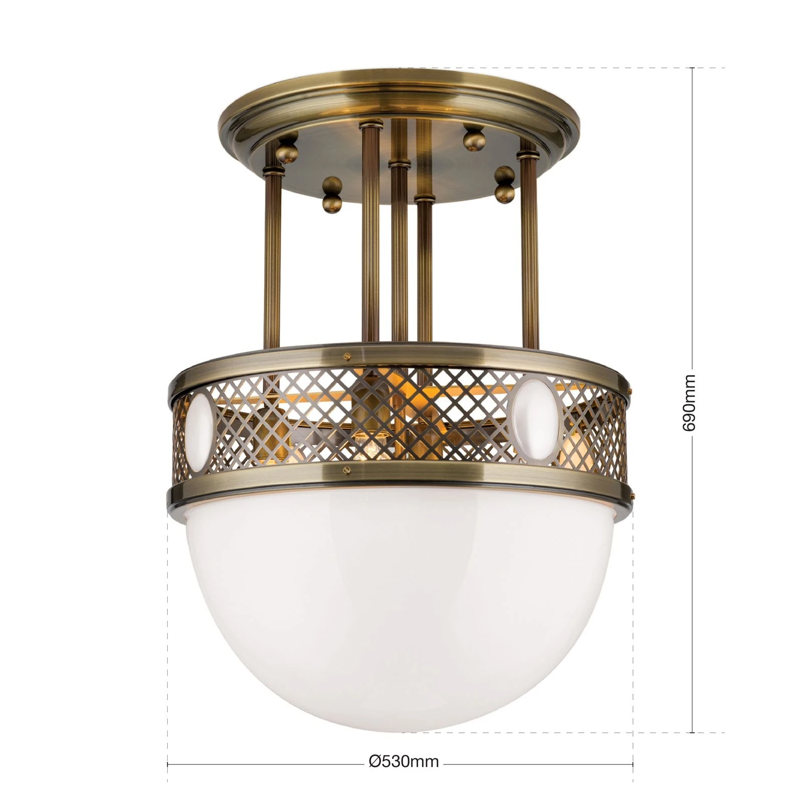 Plafonska lampa sa kratkim vešanjem ALT WIEN, antik mesing, 53 cm - 7