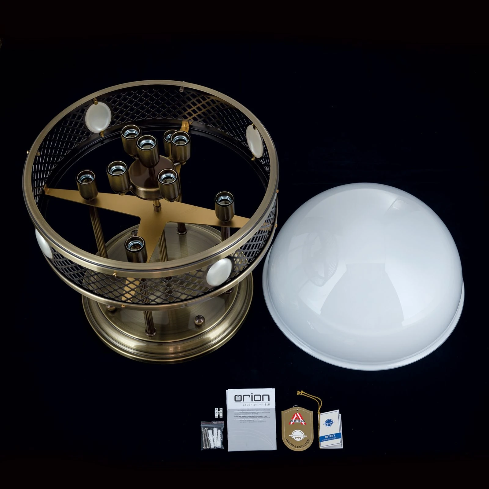 Plafonska lampa sa kratkim vešanjem ALT WIEN, antik mesing, 53 cm - 8