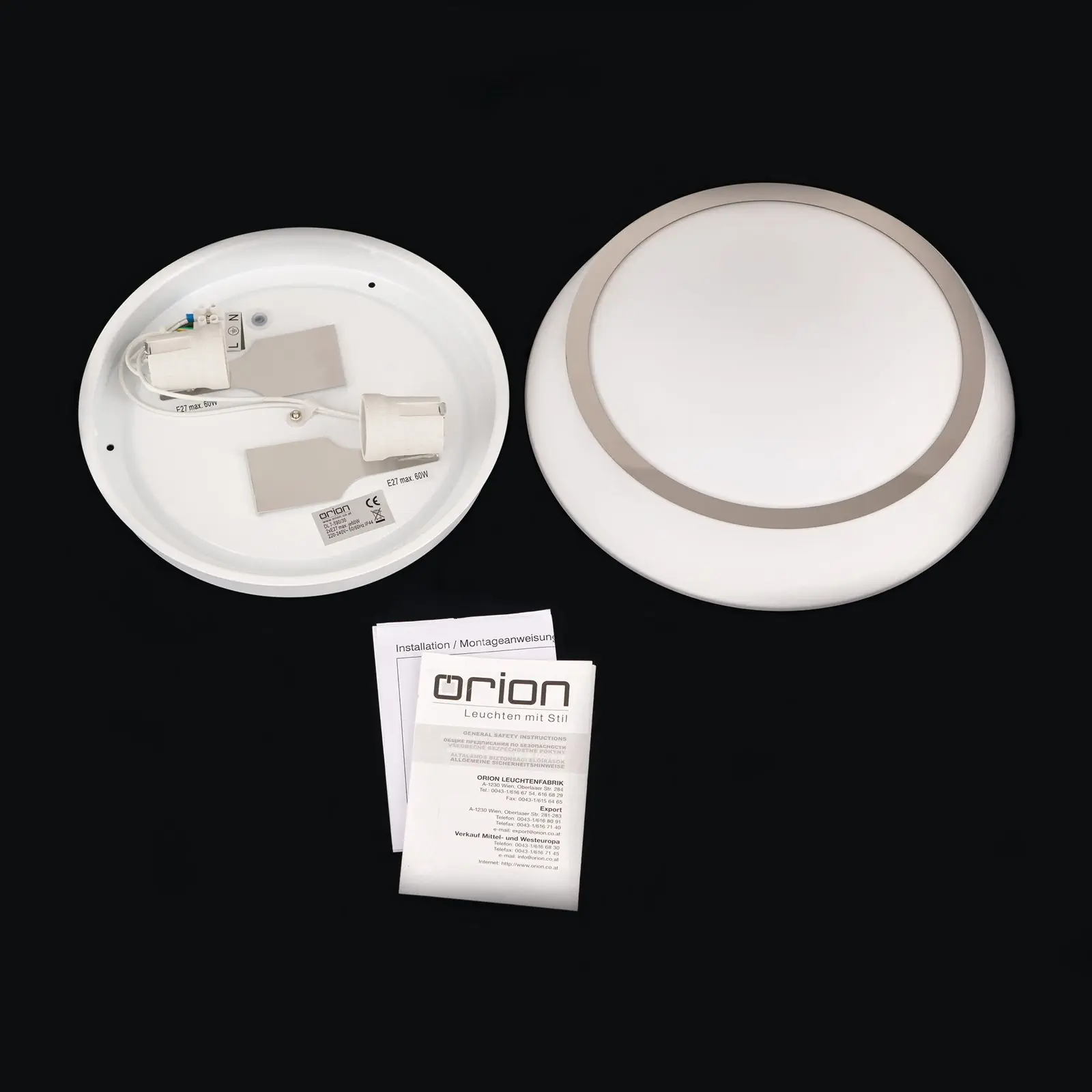 Plafonska lampa TENA, hrom–bela, Ø 30 cm - 8