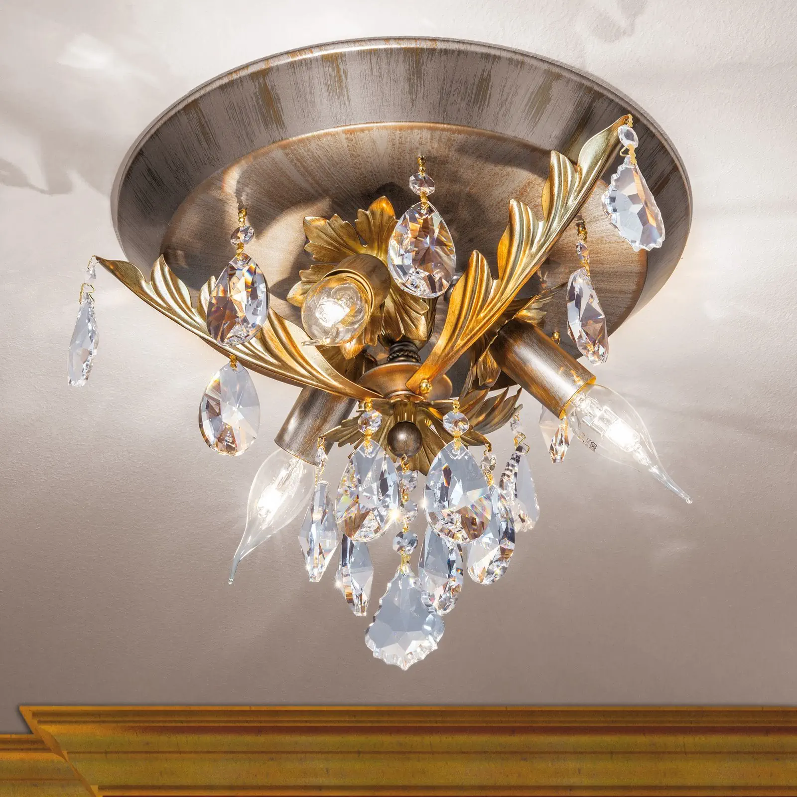 Plafonska lampa MIRAMARE, srebrno-zlatna, sa 3 izvora svetla - 1