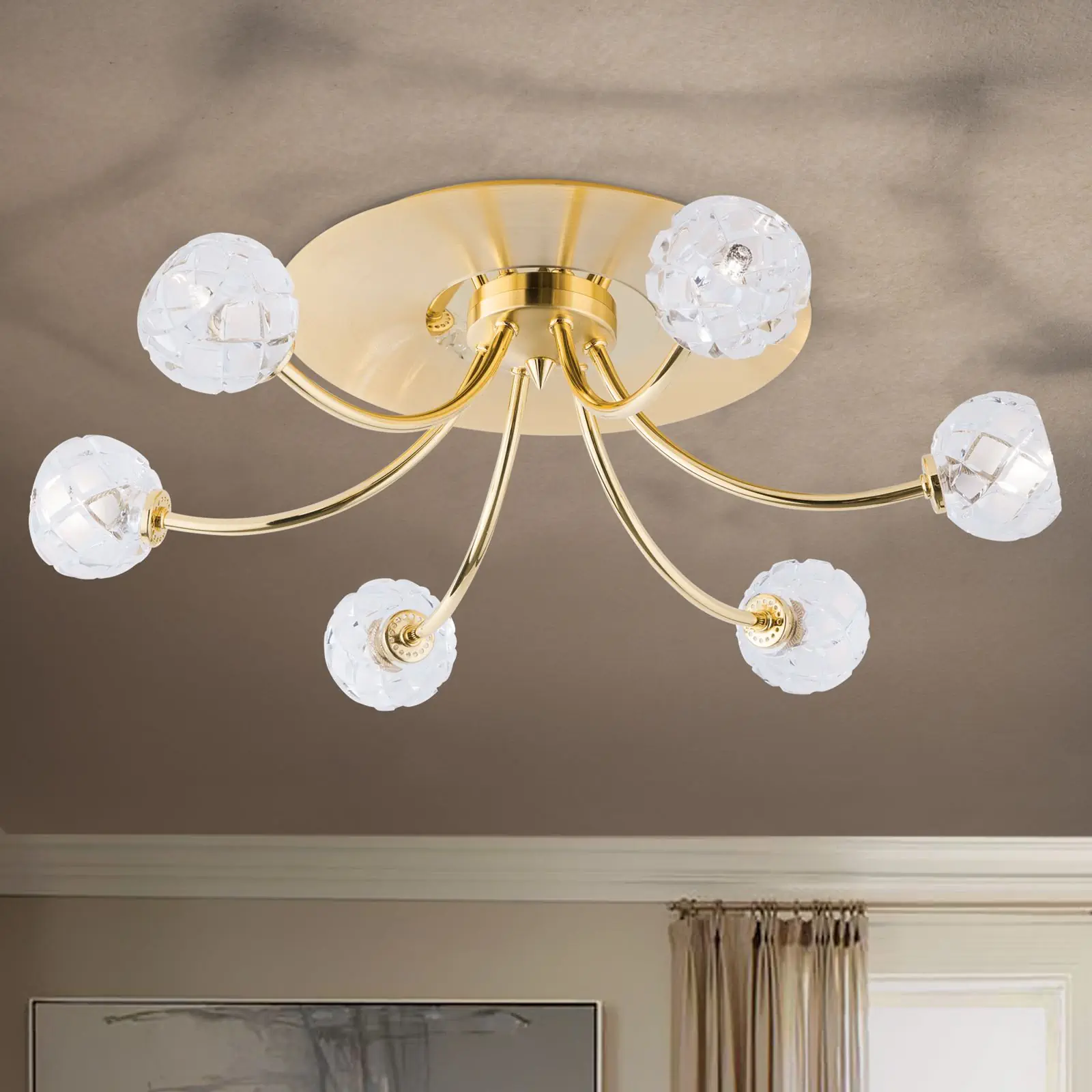 Plafonska lampa MADERNO, mat zlato, sa 6 izvora svetla - 8