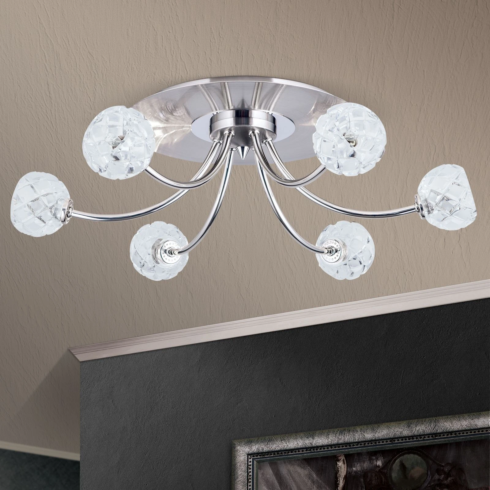 Plafonska lampa MADERNO, saten hrom, sa 6 izvora svetla - 9