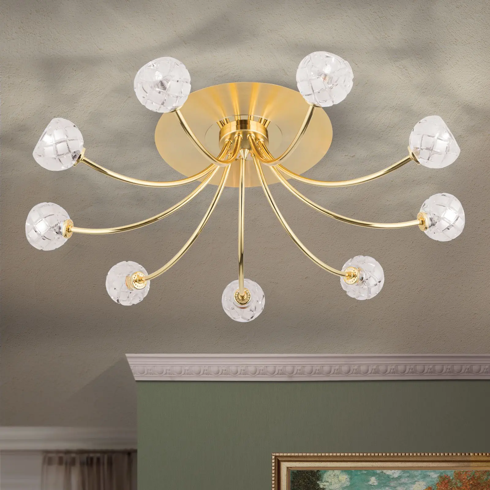 Plafonska lampa MADERNO, mat zlato, sa 9 izvora svetla - 7