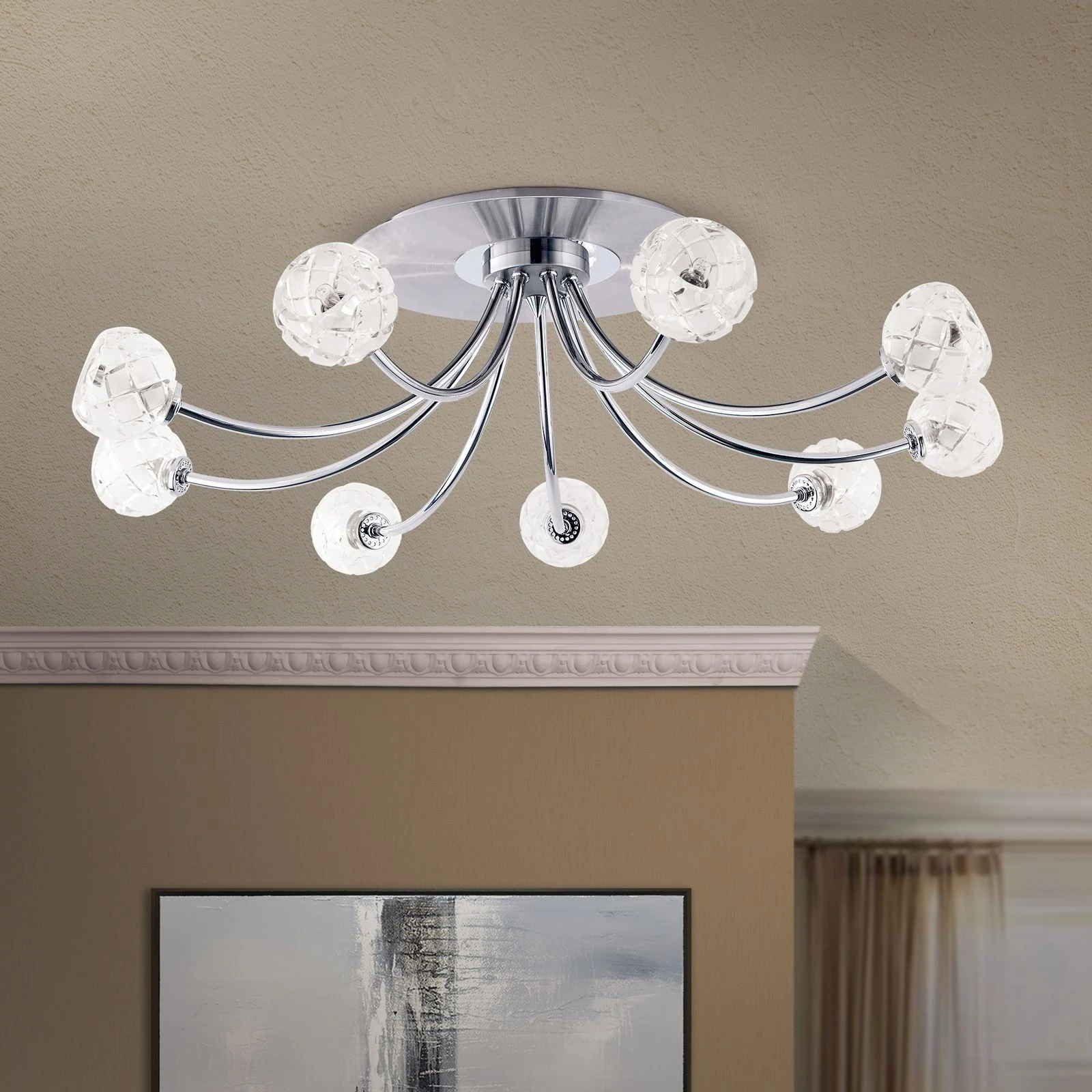 Plafonska lampa MADERNO, saten hrom, sa 9 izvora svetla - 3