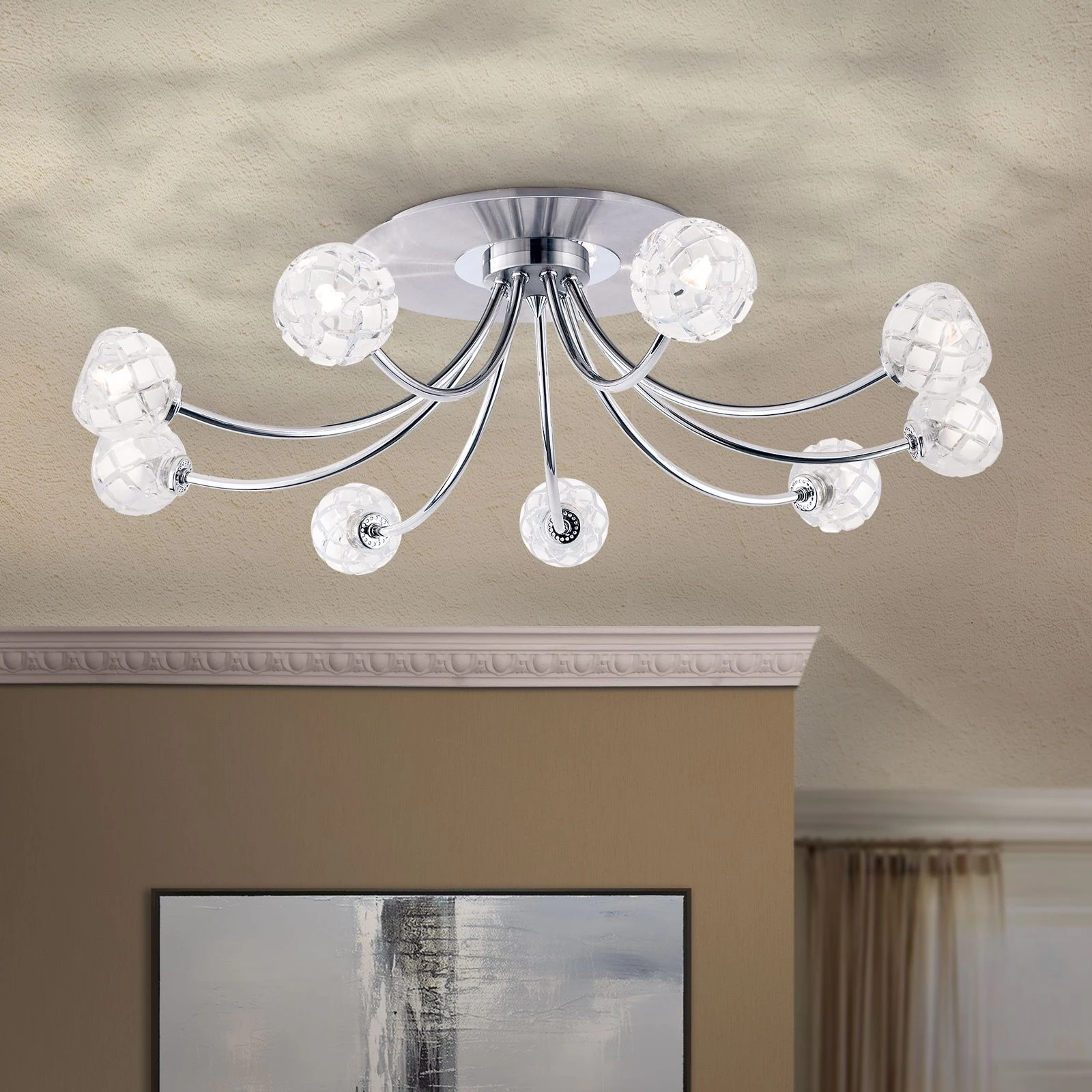 Plafonska lampa MADERNO, saten hrom, sa 9 izvora svetla - 4