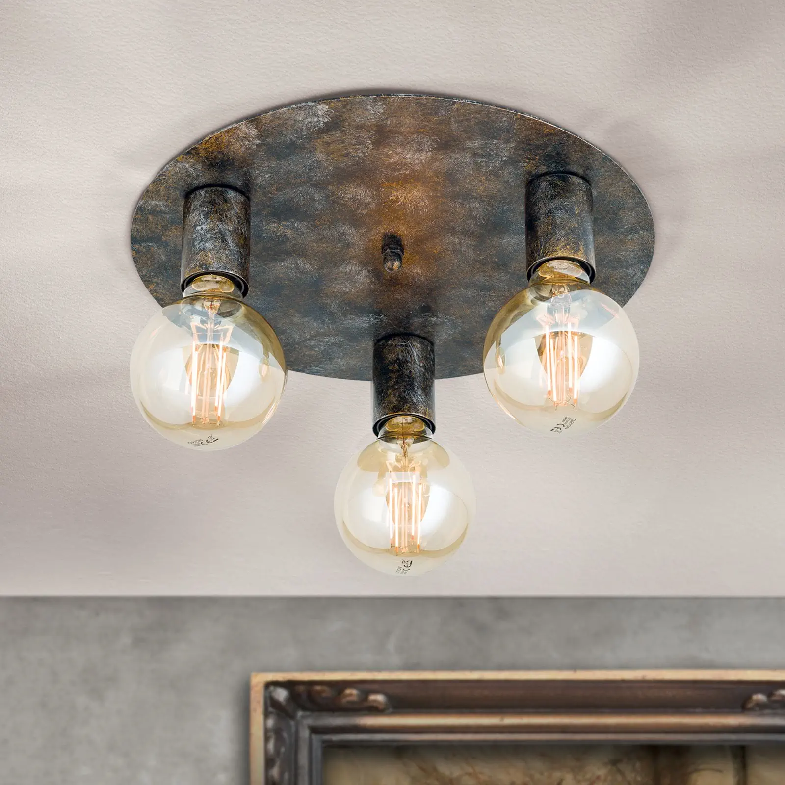 Vintage plafonska lampa RETRO, sa tri izvora svetla