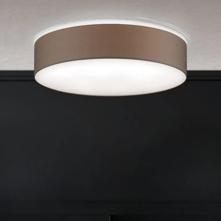 LED plafonska lampa SHADE, sa cilindričnim braon abažurom, Ø 40cm