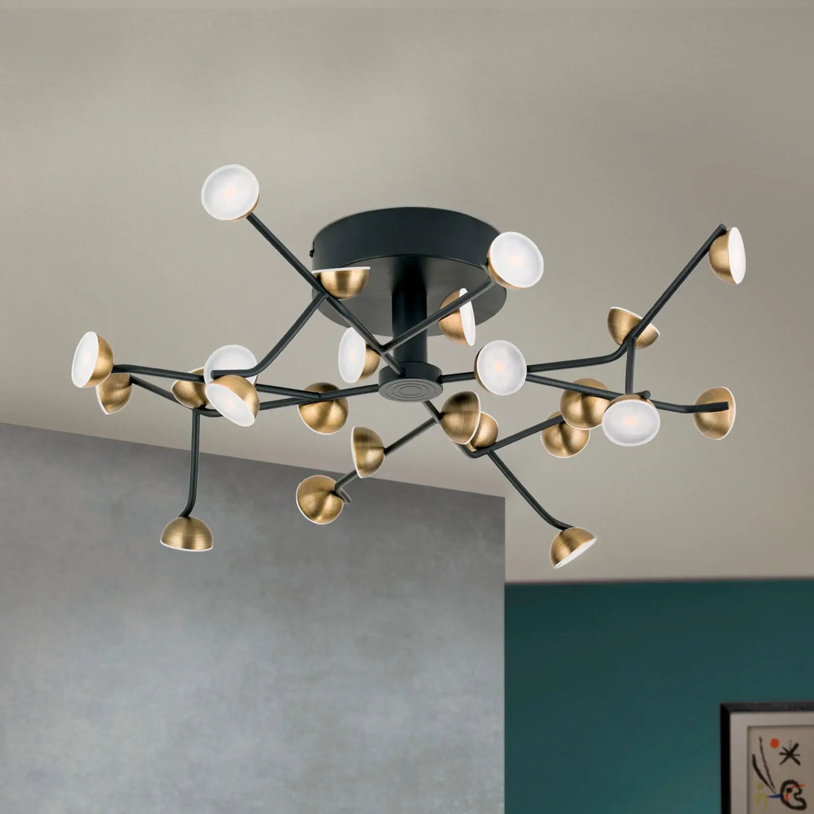 LED plafonska lampa BLOSSOM, 24 izvora svetla, antik izgled - 3