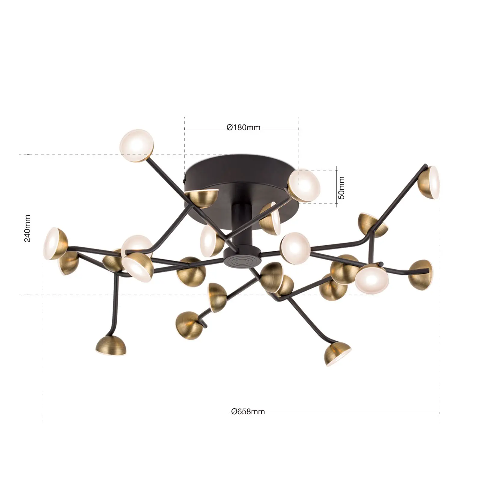 LED plafonska lampa BLOSSOM, 24 izvora svetla, antik izgled - 7