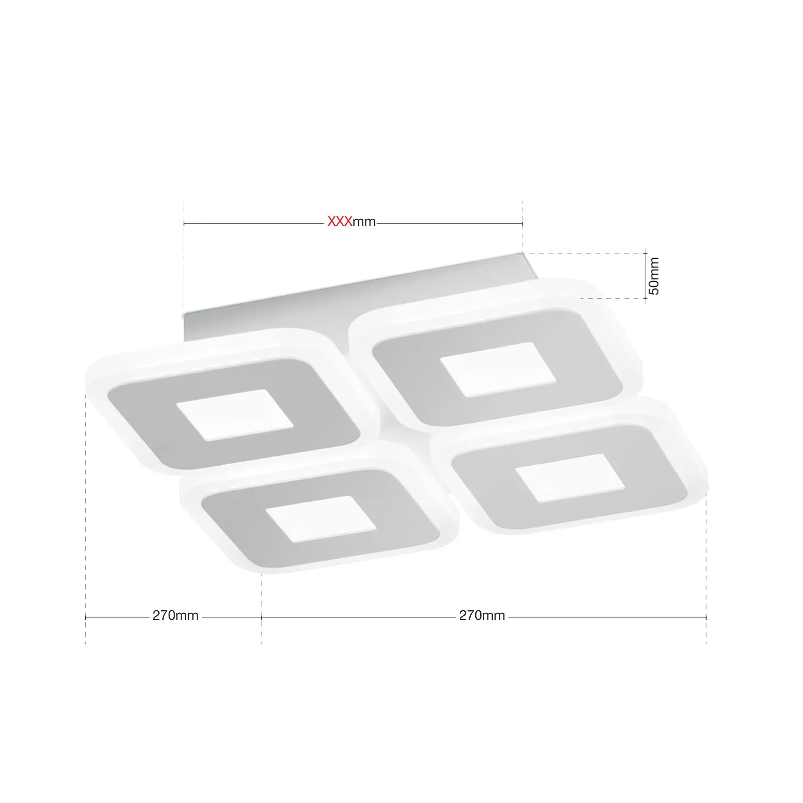 LED plafonska lampa DOMINO, 4 izvora svetla, bela - 7