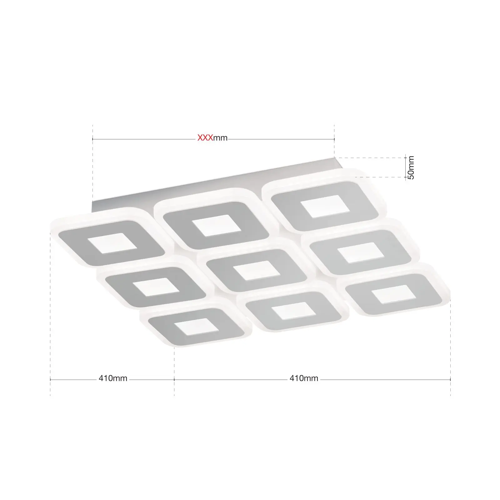 LED plafonska lampa DOMINO, 9 izvora svetla, bela - 7