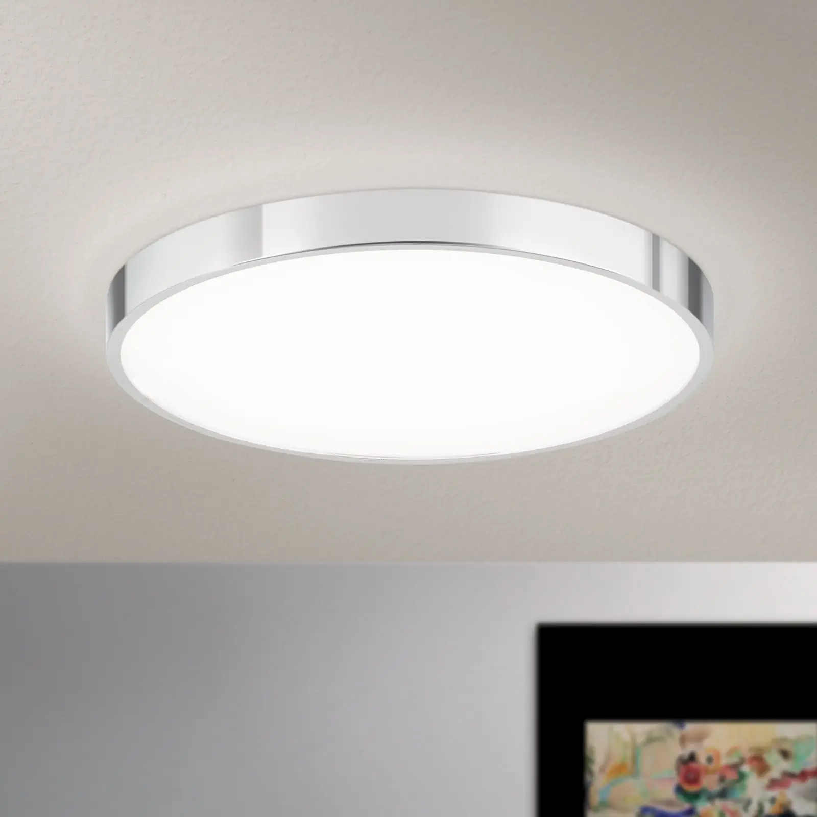 LED plafonska lampa BULLY, Ø 28 cm, hrom