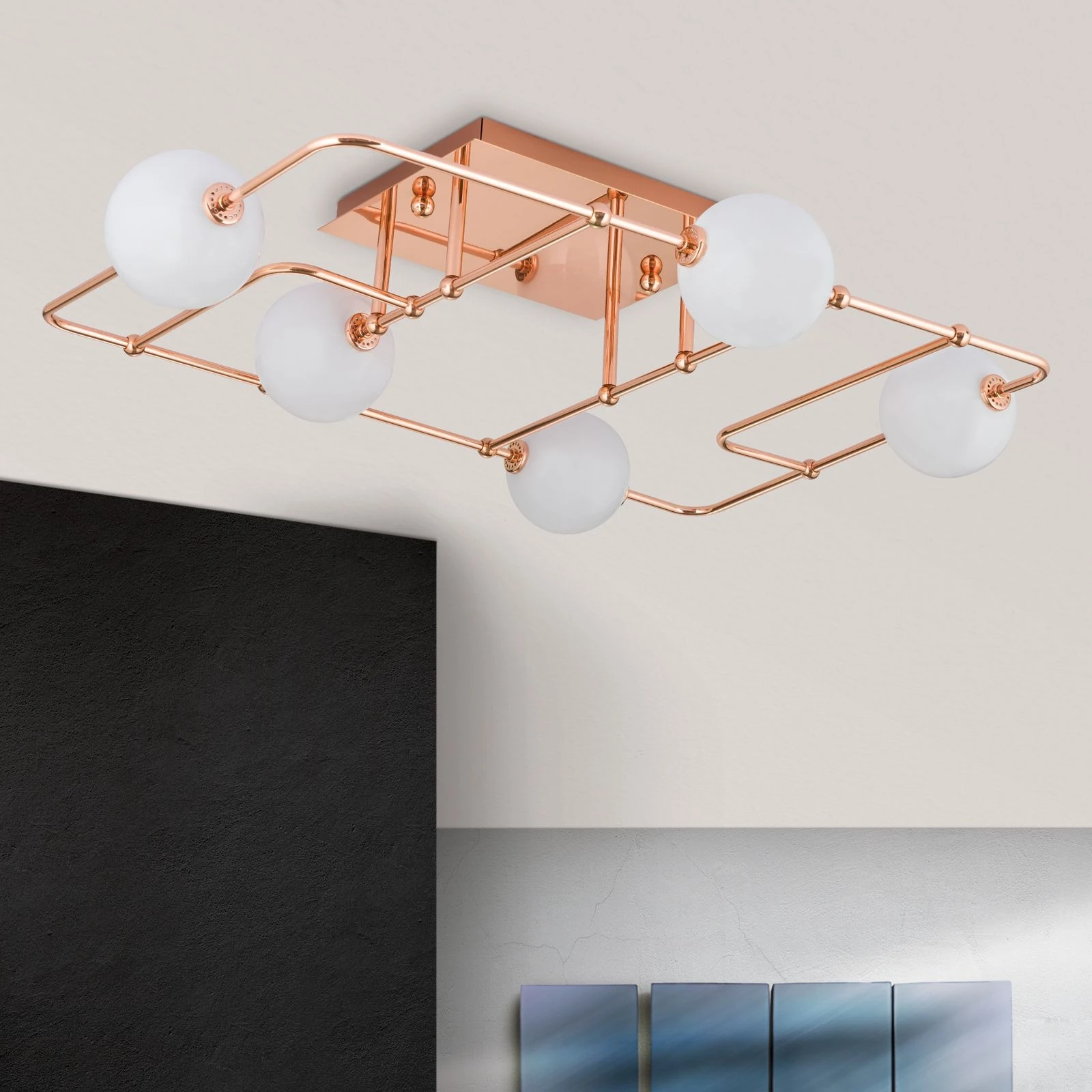 Plafonska lampa PIPES, bakar, sa 5 izvora svetla - 3