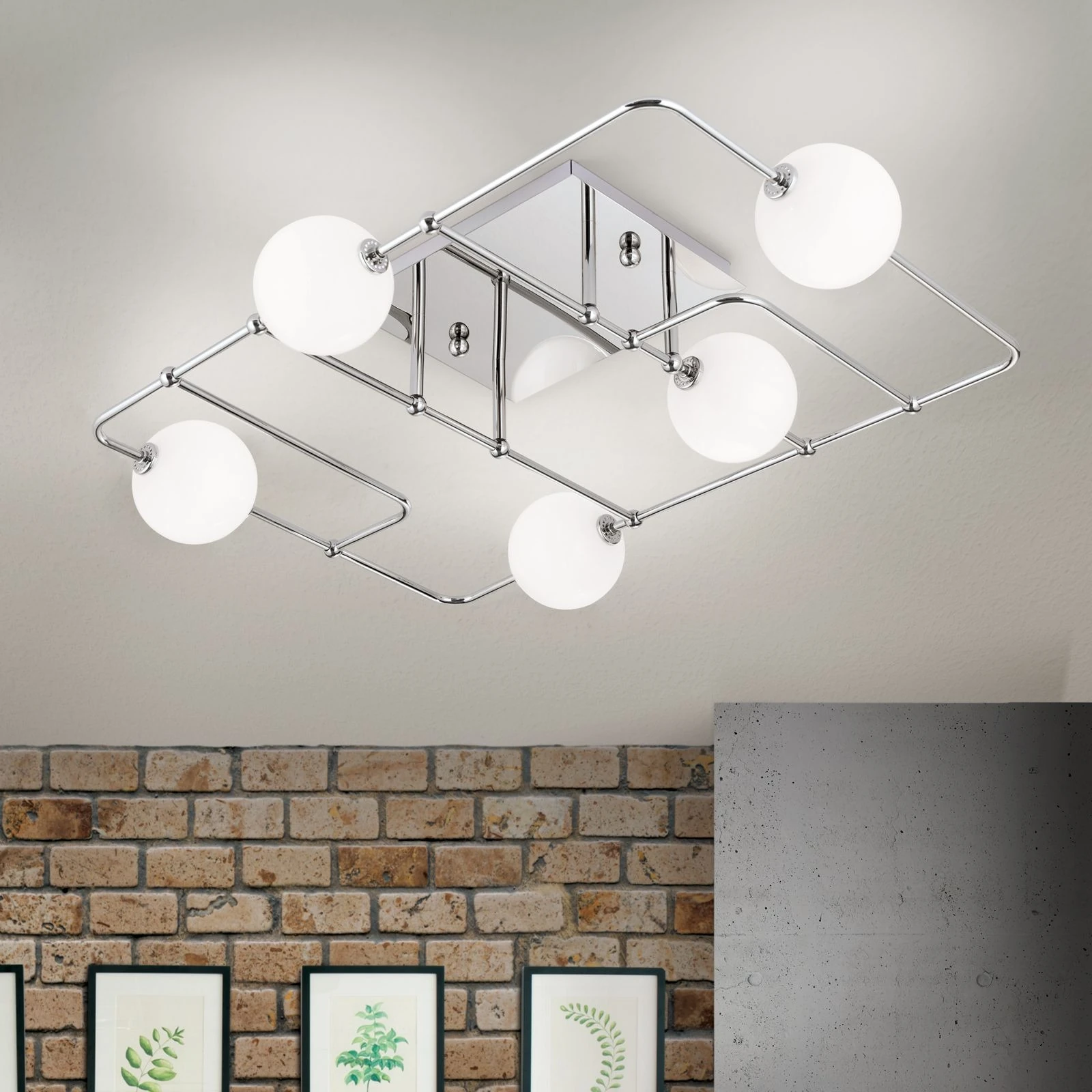 Plafonska lampa PIPES, sjajni nikl, sa 5 izvora svetla - 2