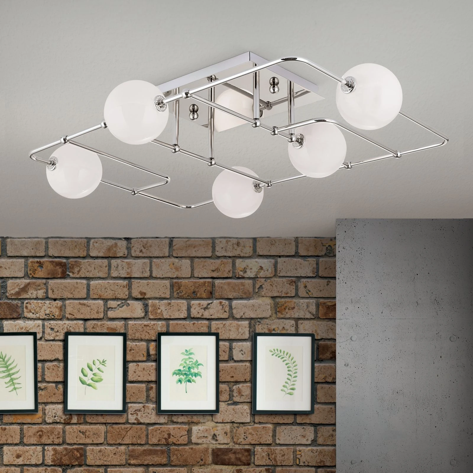Plafonska lampa PIPES, sjajni nikl, sa 5 izvora svetla - 3