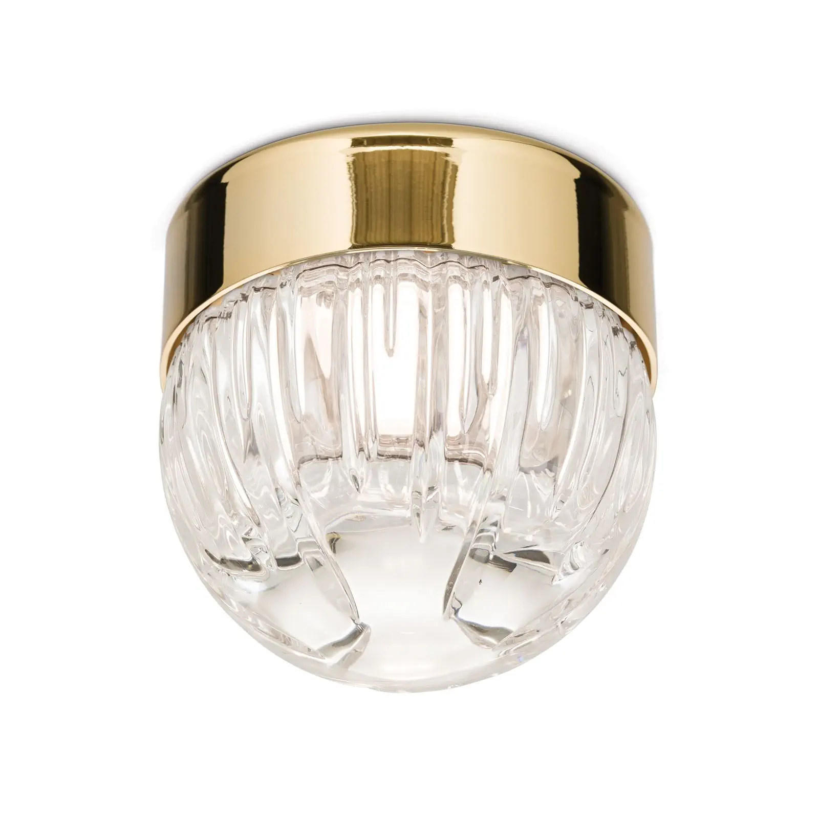 Mala plafonska lampa BALL, zlatna, sa prozirnim kristalnim staklom sa linijskim brušenjem - 4