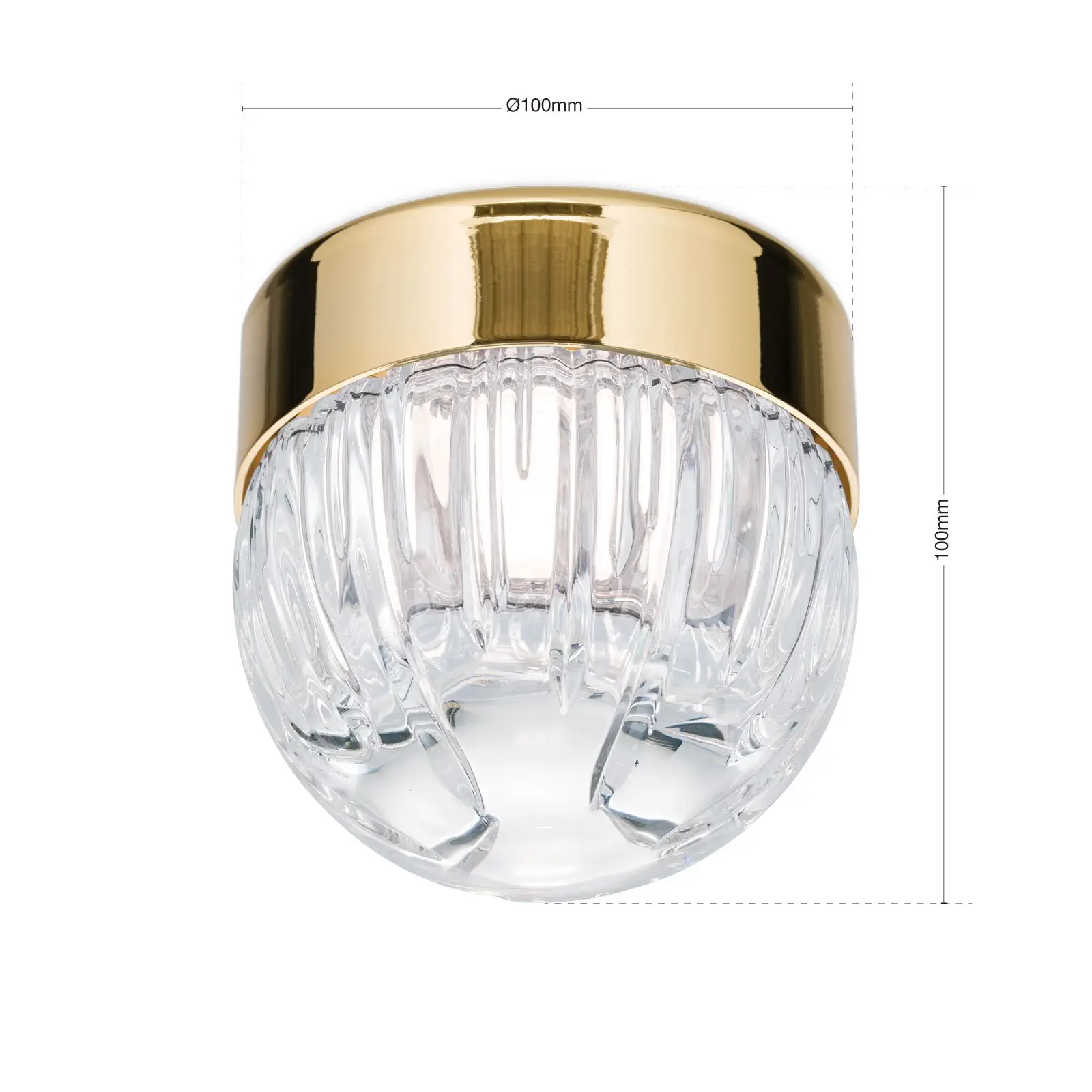 Mala plafonska lampa BALL, zlatna, sa prozirnim kristalnim staklom sa linijskim brušenjem - 7