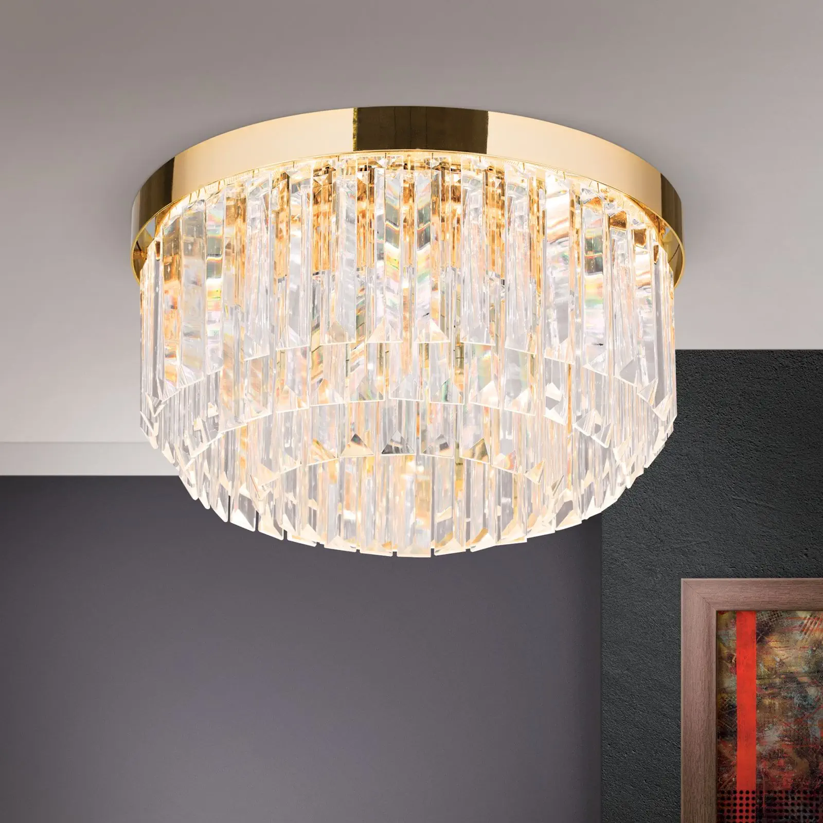 LED plafonska kristalna lampa PRISM, pozlaćena 24-karatnim zlatom, Ø 35 cm - 1