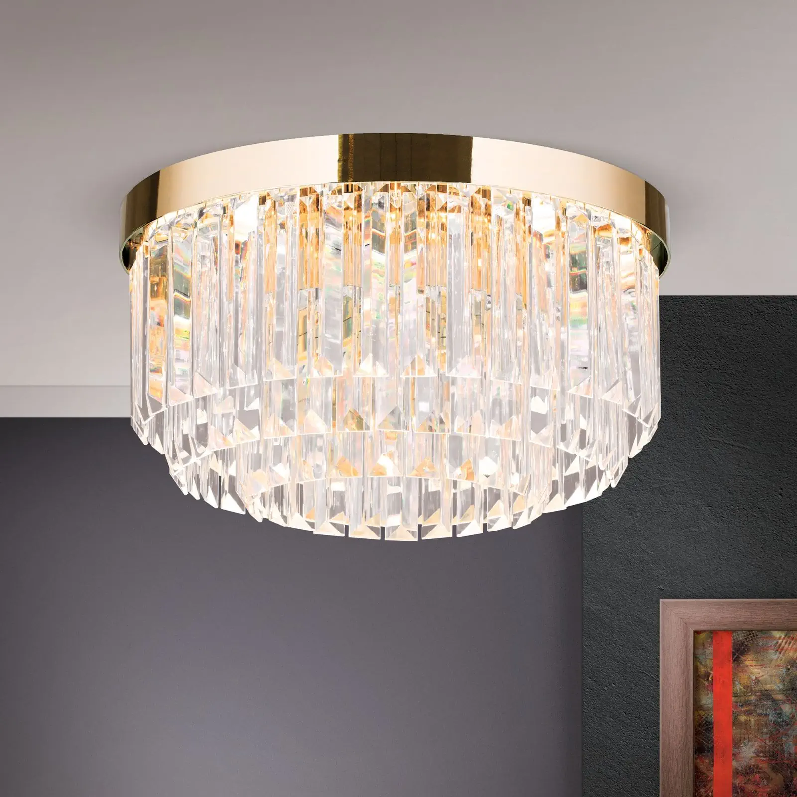 LED plafonska kristalna lampa PRISM, pozlaćena 24-karatnim zlatom, Ø 35 cm - 2