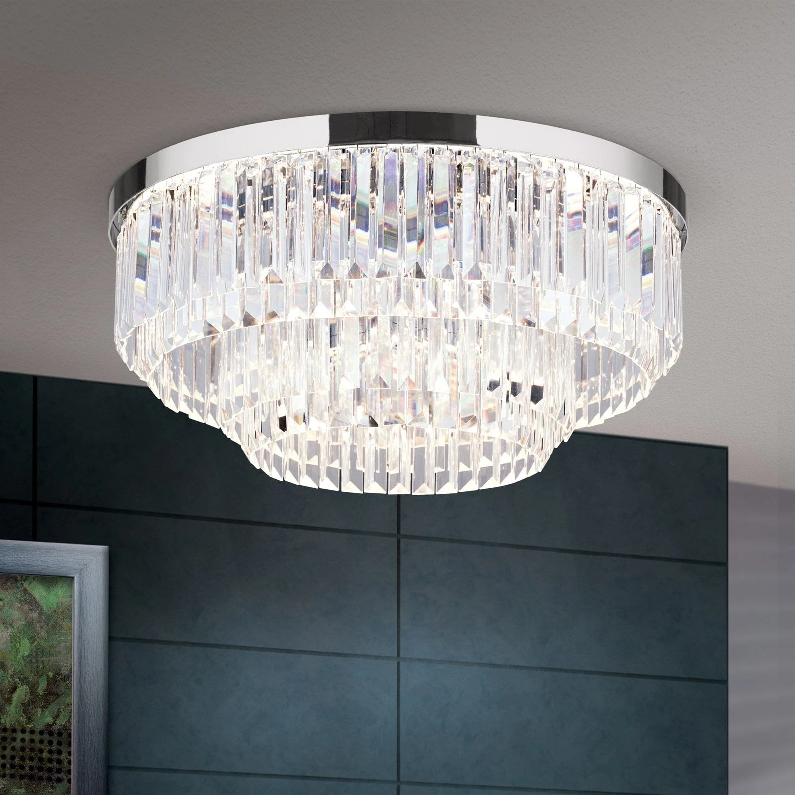 PRISM LED plafonska lampa, hrom, Ø 55 cm