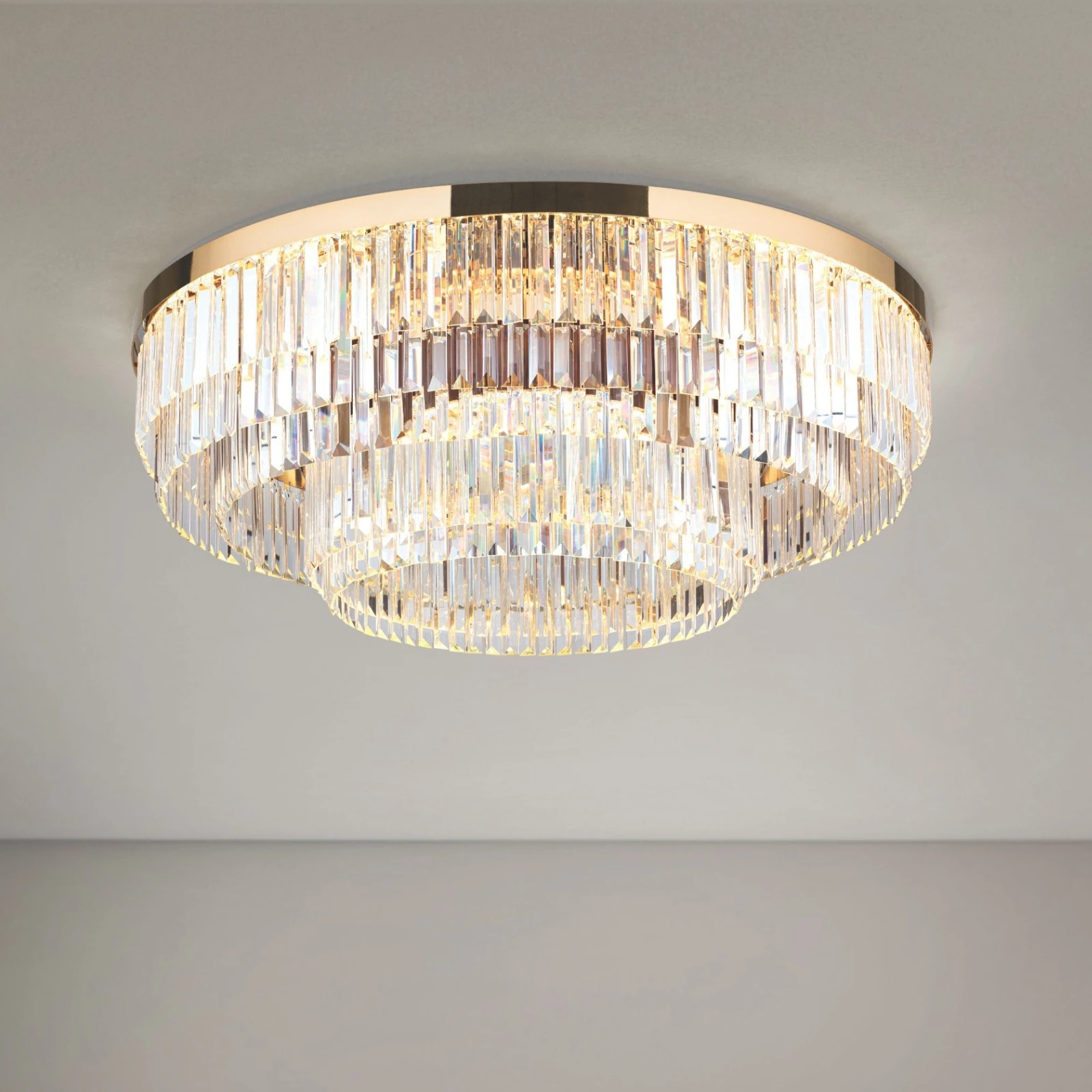 LED kristalni plafonski luster PRISM, 24-karatno pozlaćen, Ø 95 cm - 1