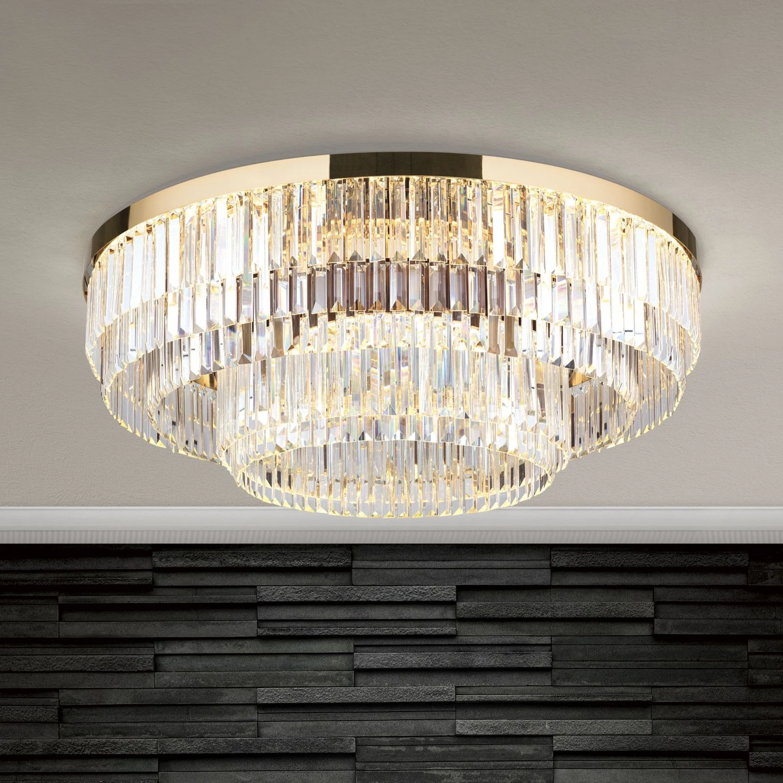 LED kristalni plafonski luster PRISM, 24-karatno pozlaćen, Ø 95 cm - 2