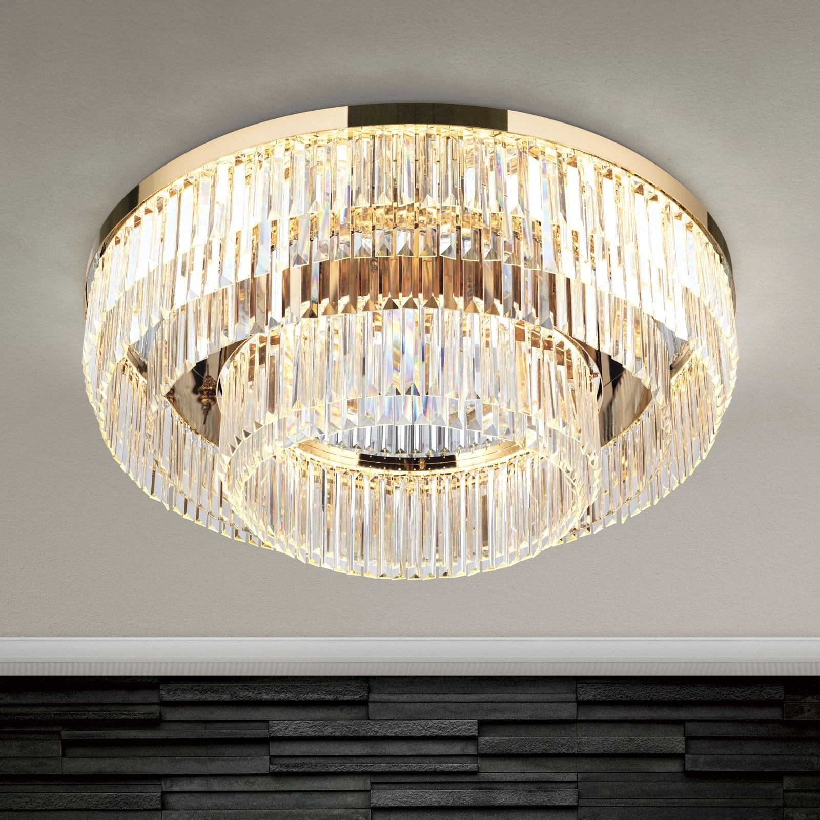 LED kristalni plafonski luster PRISM, 24-karatno pozlaćen, Ø 95 cm - 3