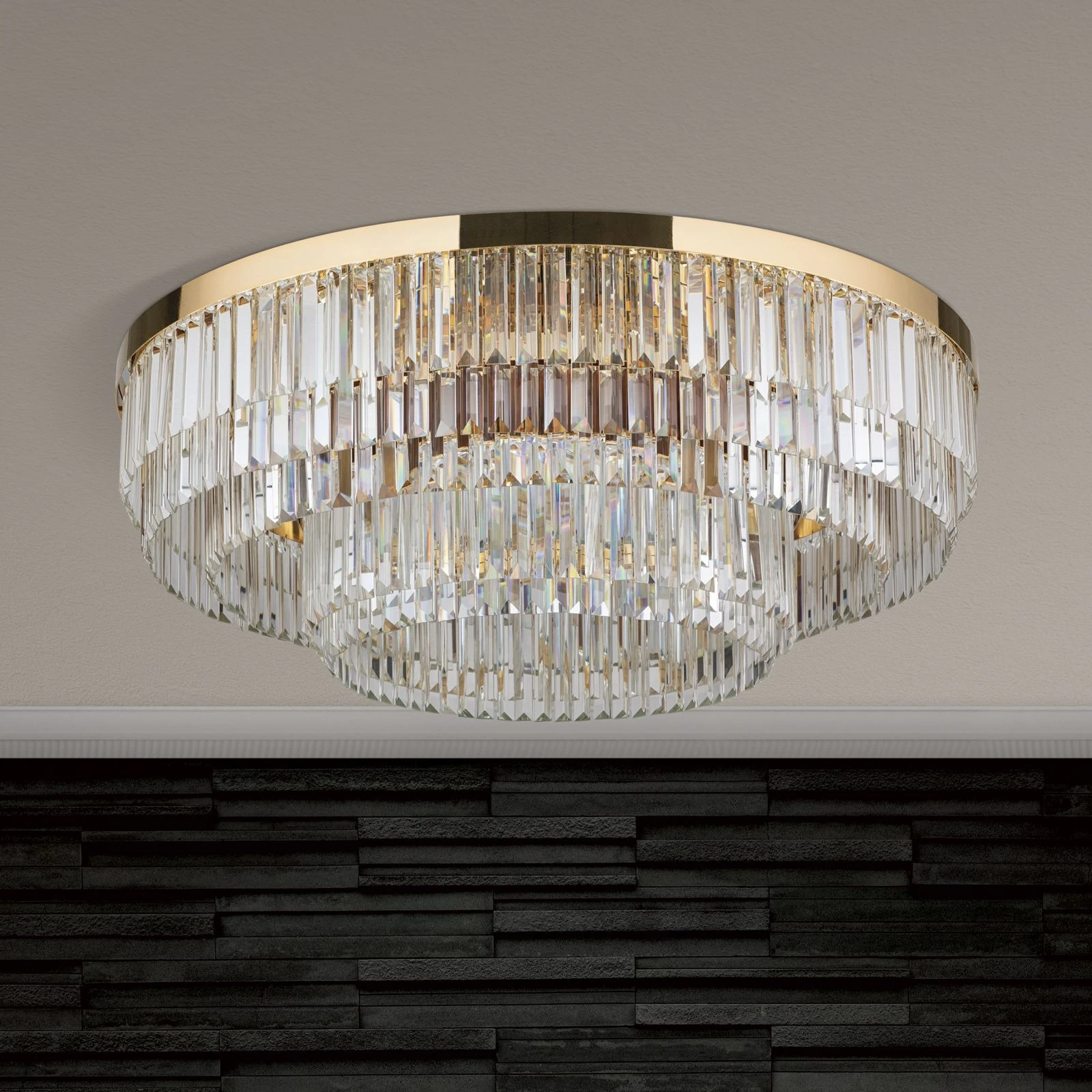 LED kristalni plafonski luster PRISM, 24-karatno pozlaćen, Ø 95 cm - 4