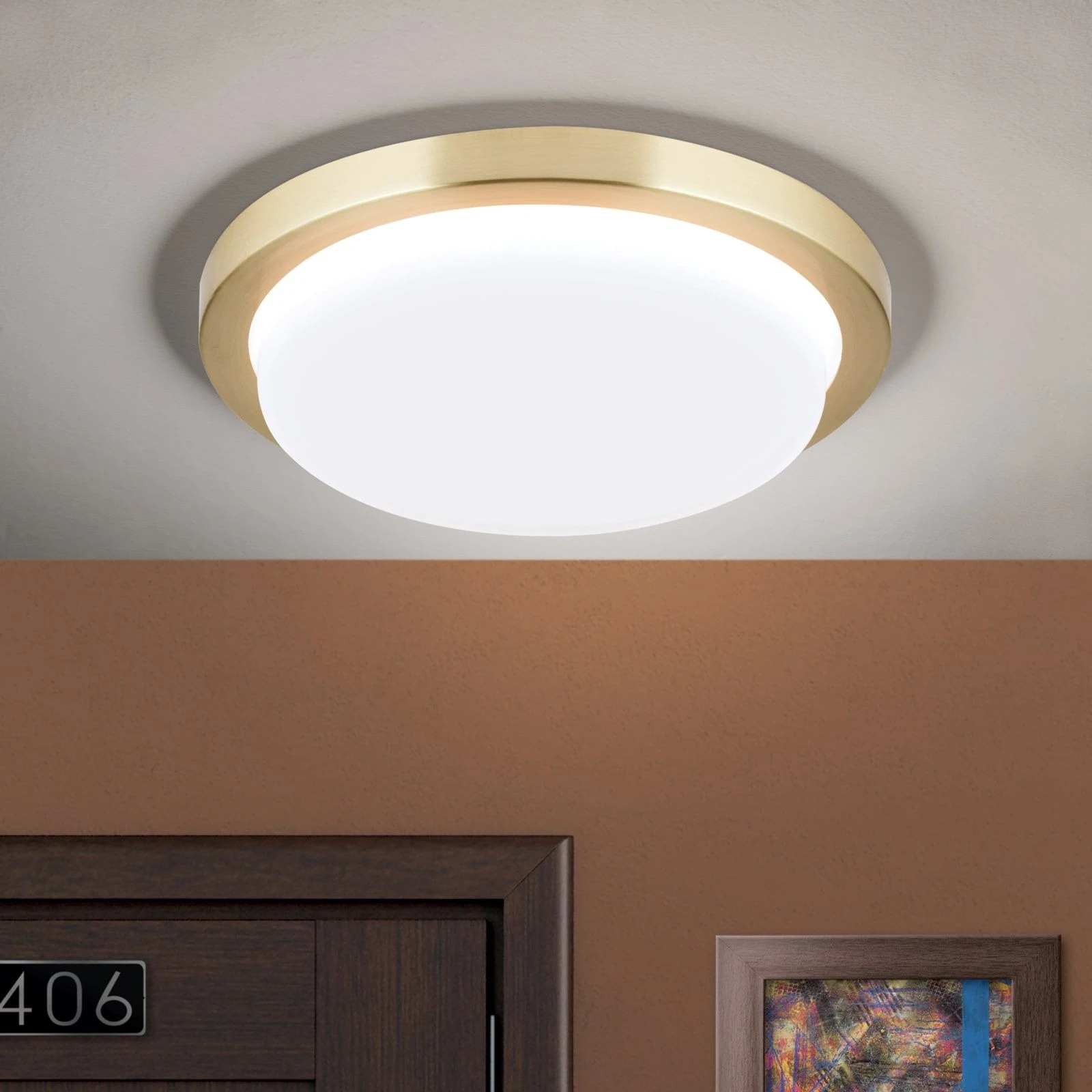 LED plafonska lampa LEROX, mat mesing, Ø 20 cm - 2