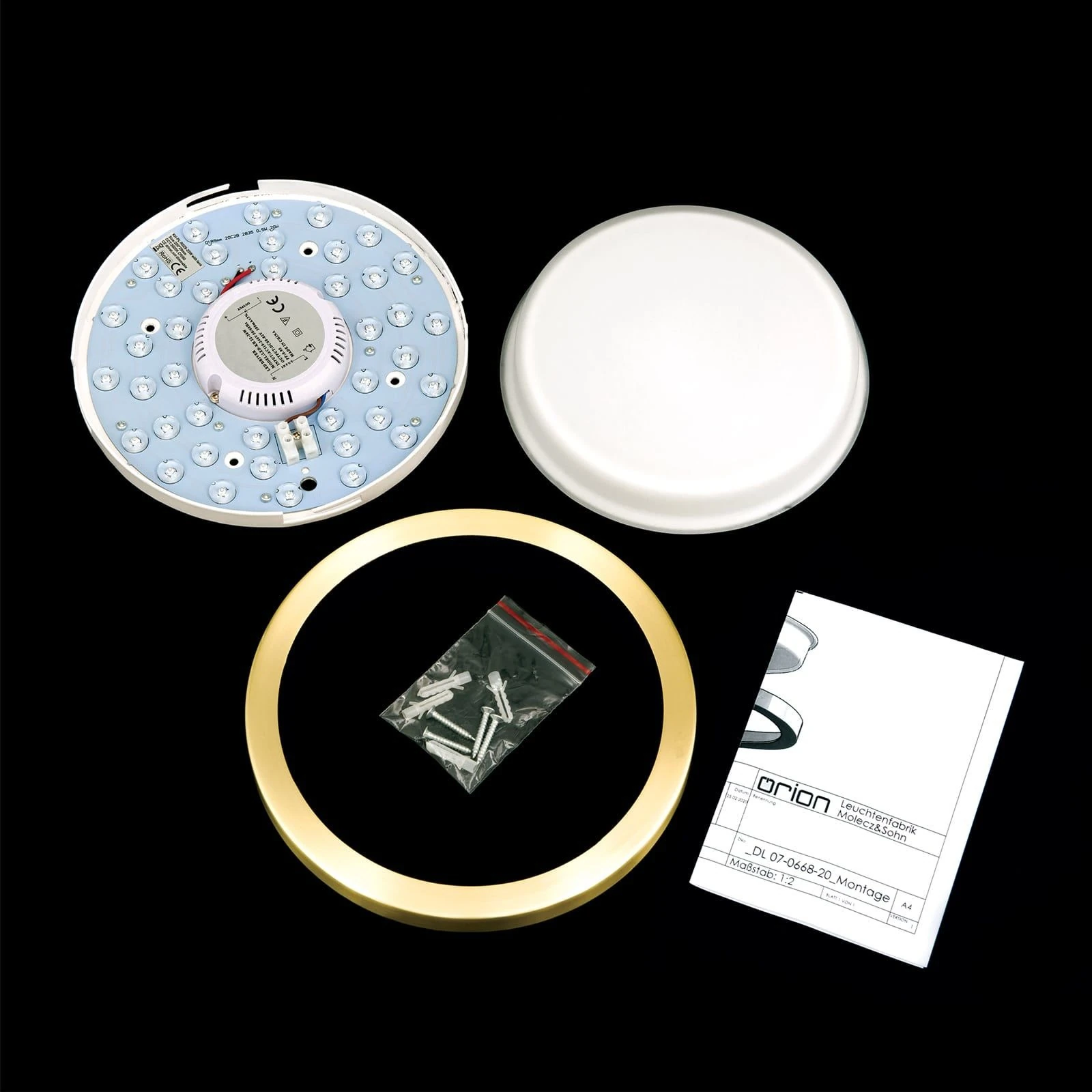 LED plafonska lampa LEROX, mat mesing, Ø 20 cm - 8