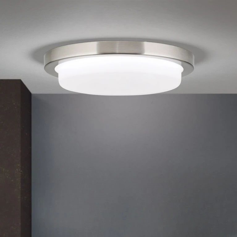 LED plafonska lampa LEROX, saten hrom, Ø 20 cm