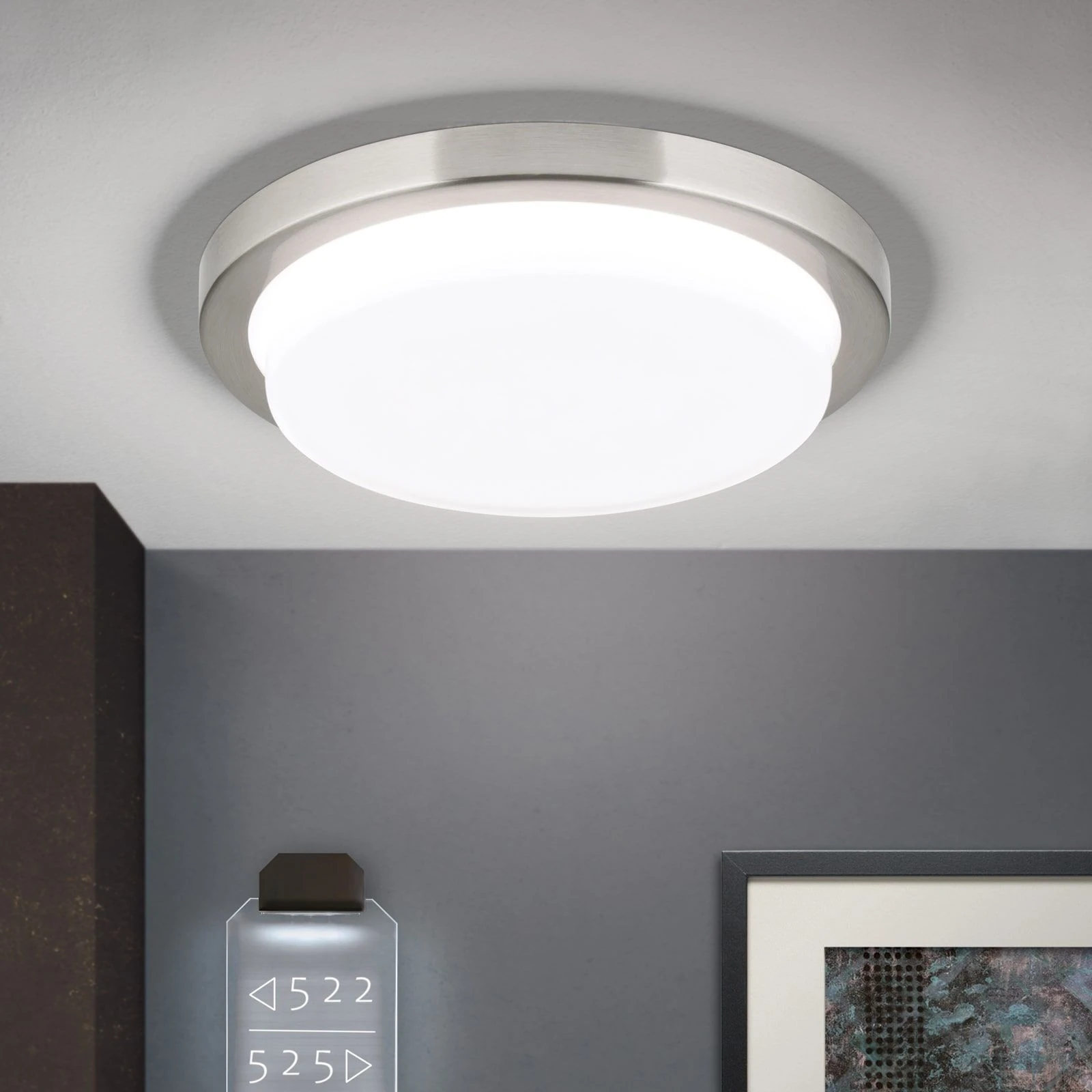 LED plafonska lampa LEROX, saten hrom, Ø 20 cm - 2