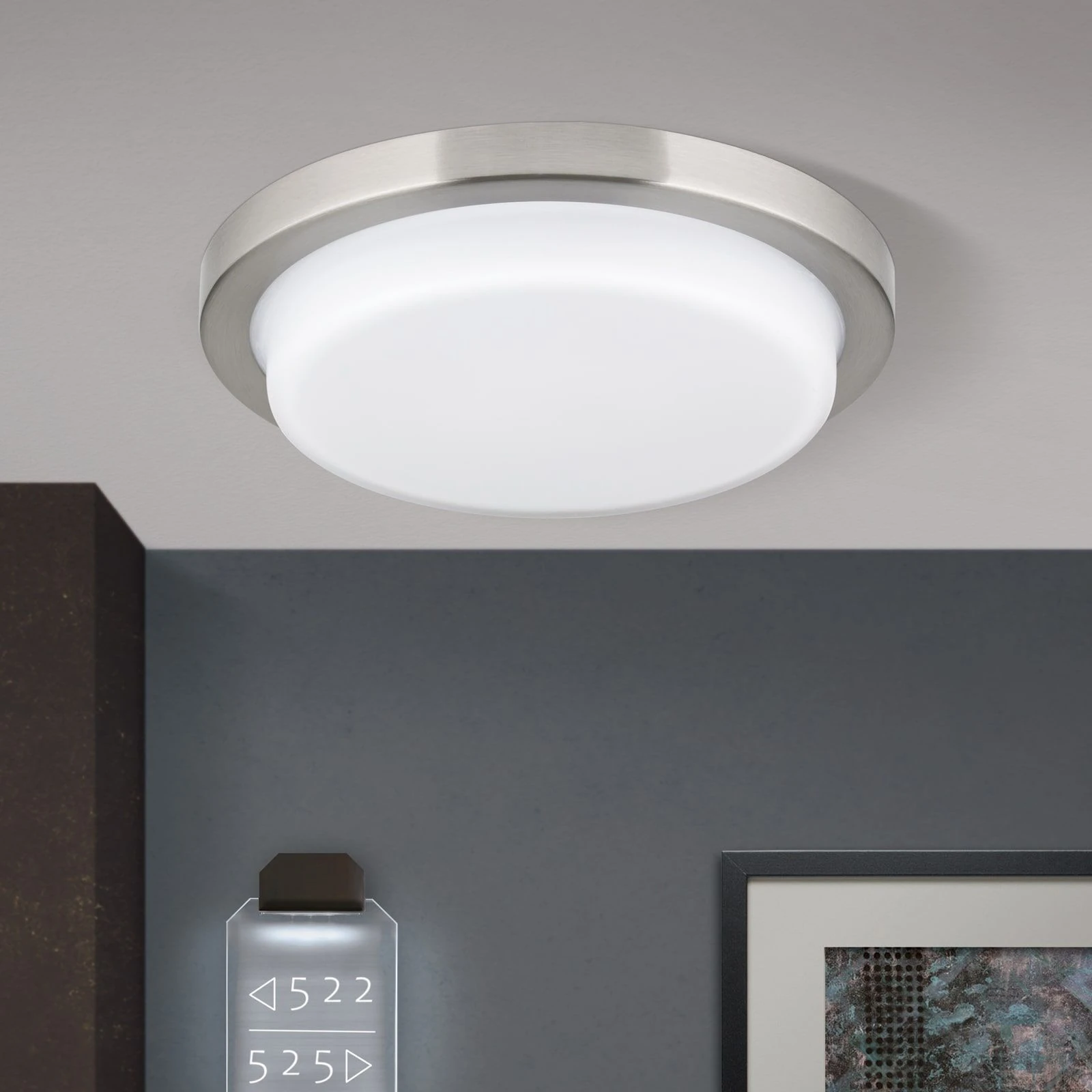 LED plafonska lampa LEROX, saten hrom, Ø 20 cm - 3