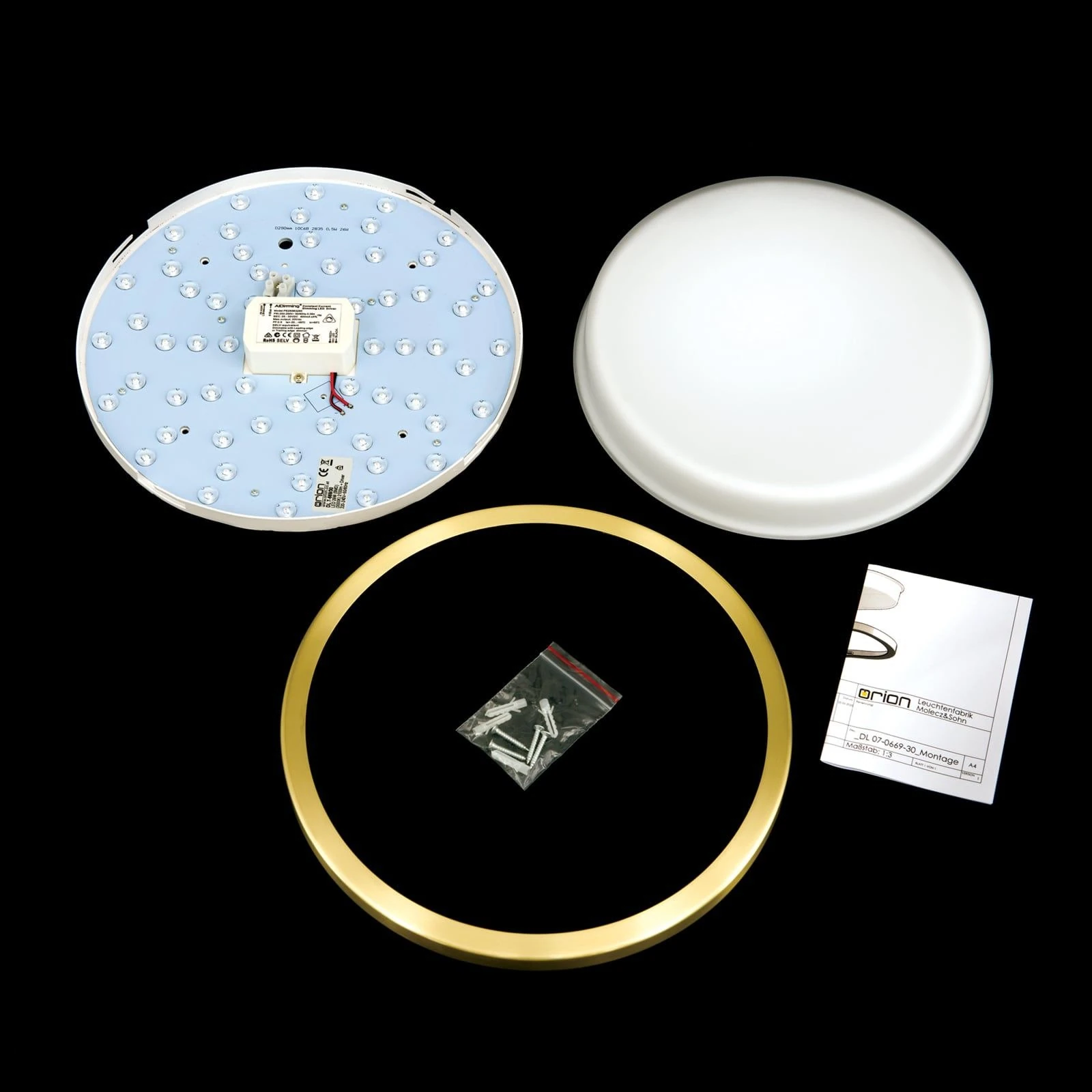 LED plafonska lampa LEROX, mat mesing, Ø 30 cm - 8