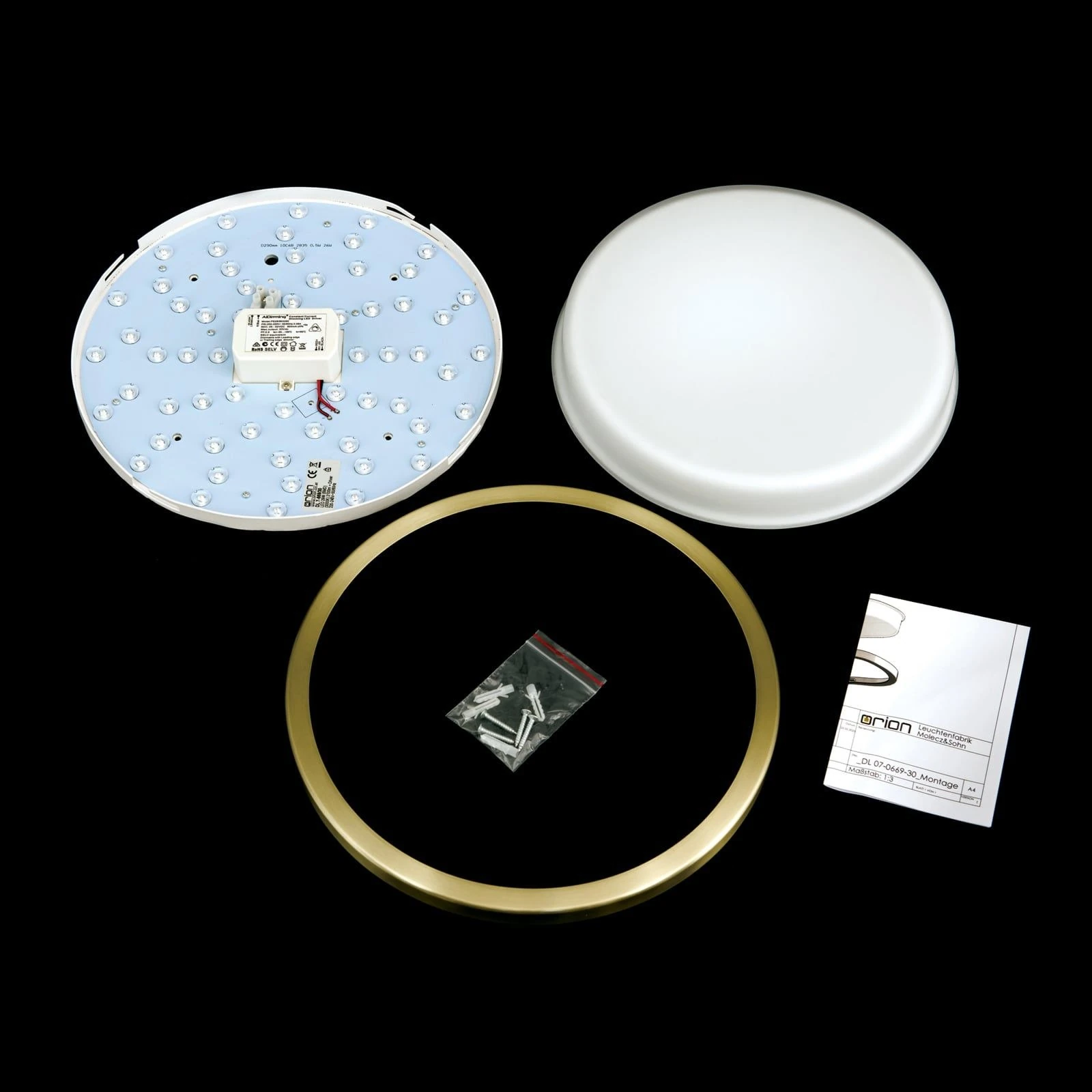 LED plafonska lampa LEROX, antik mesing, Ø 30 cm - 8