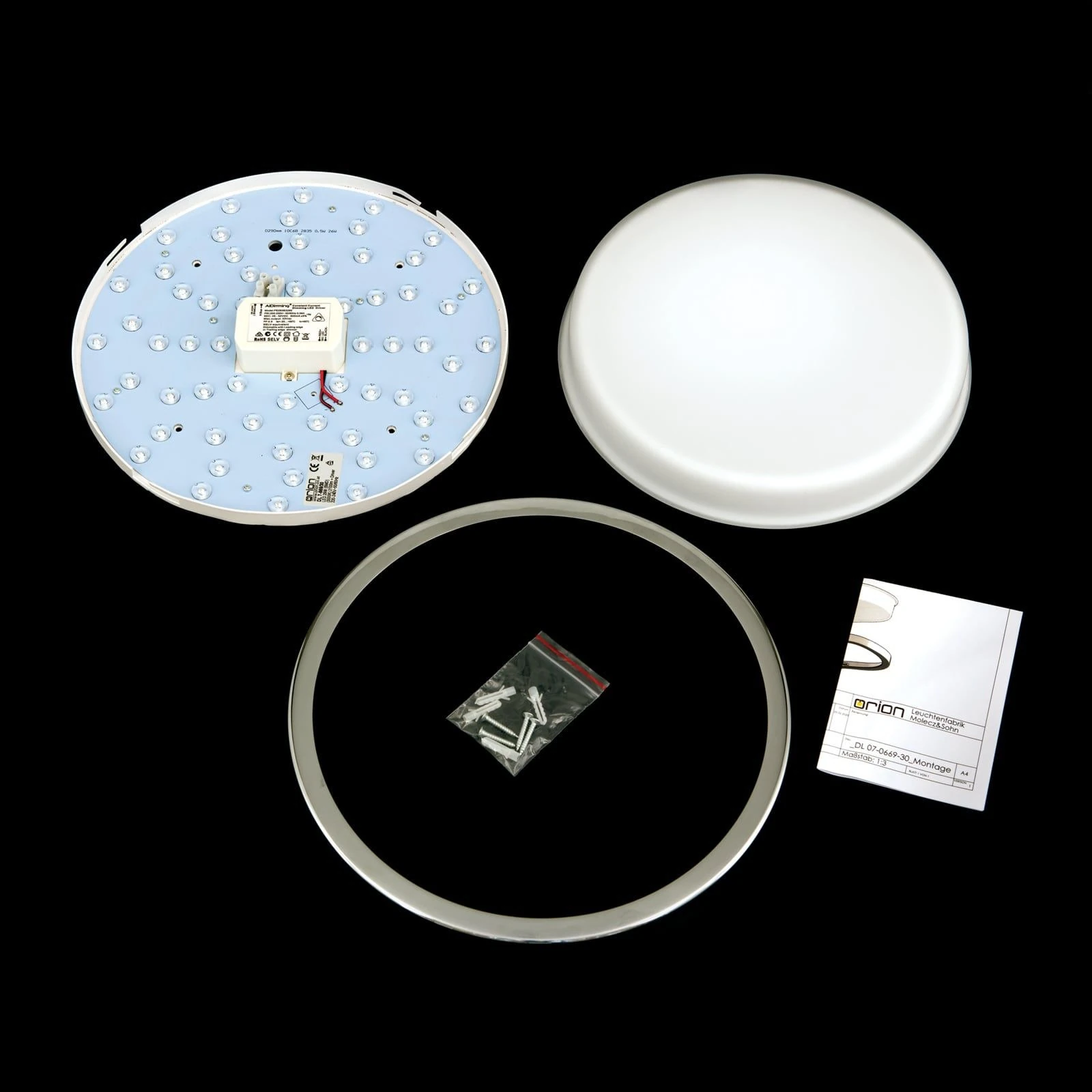 LED plafonska lampa LEROX, hrom, Ø 30 cm - 8