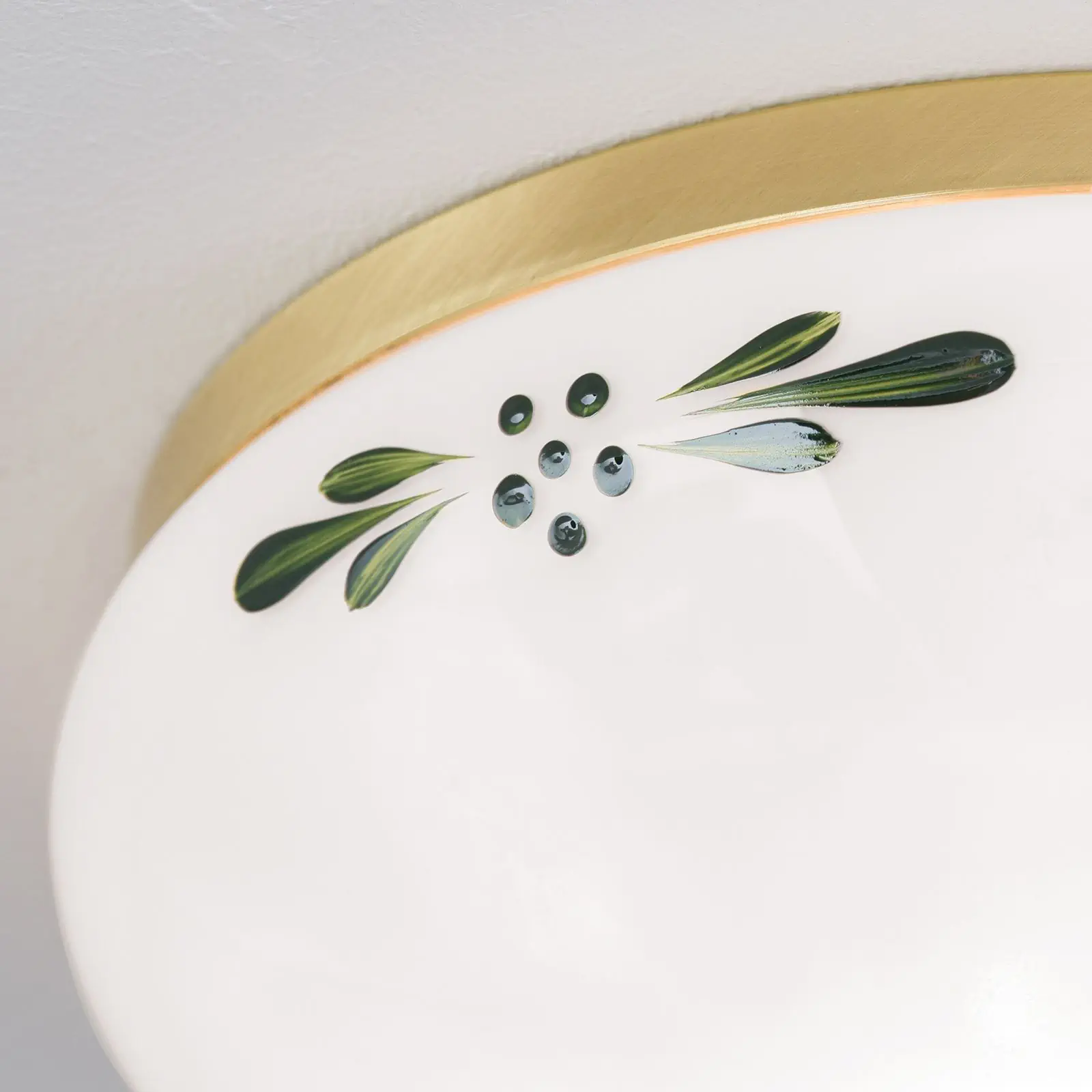 Plafonska lampa LANDHAUS, mesing, sa zelenom dekoracijom, sa ukrasnim dugmetom, Ø 21 cm - 5