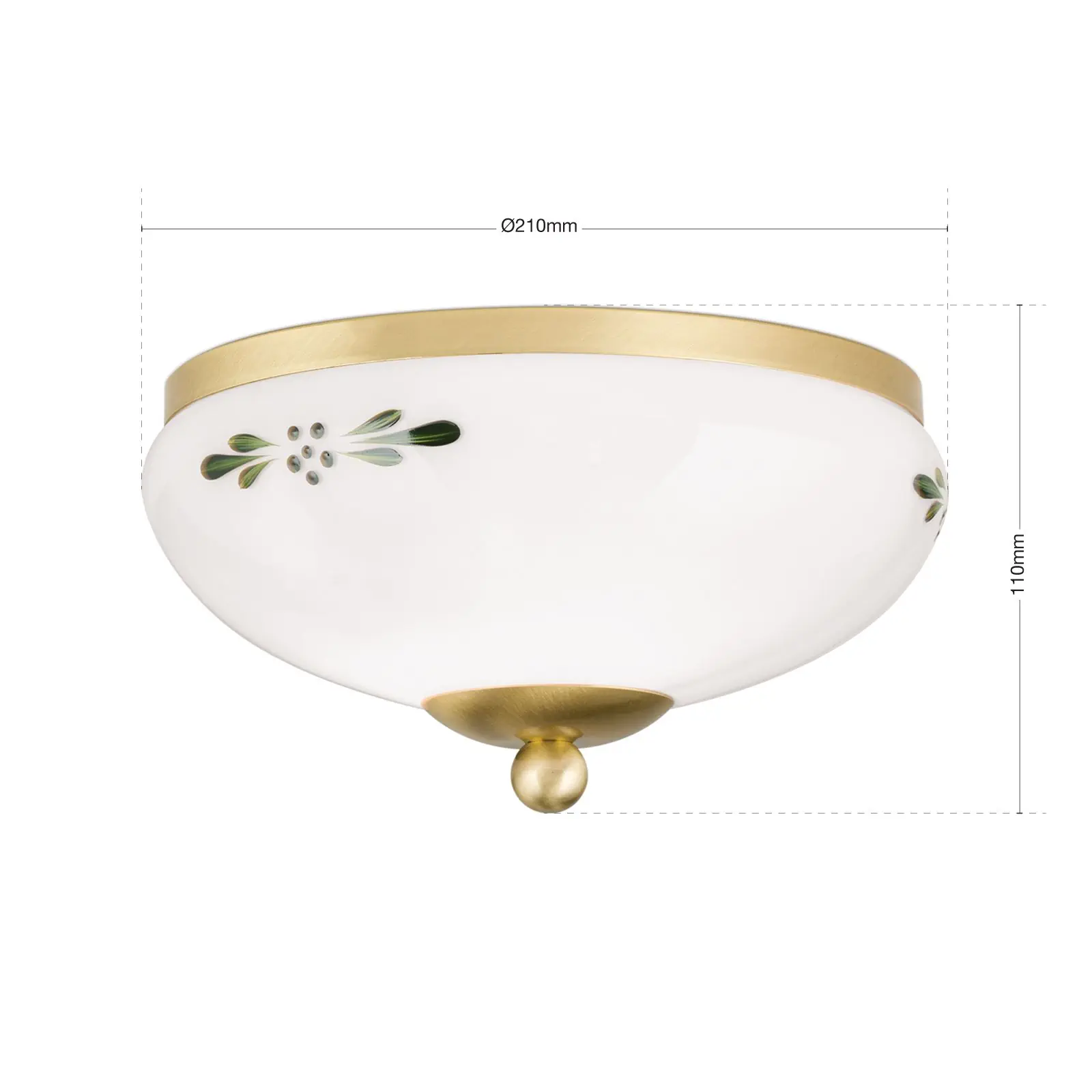 Plafonska lampa LANDHAUS, mesing, sa zelenom dekoracijom, sa ukrasnim dugmetom, Ø 21 cm - 7