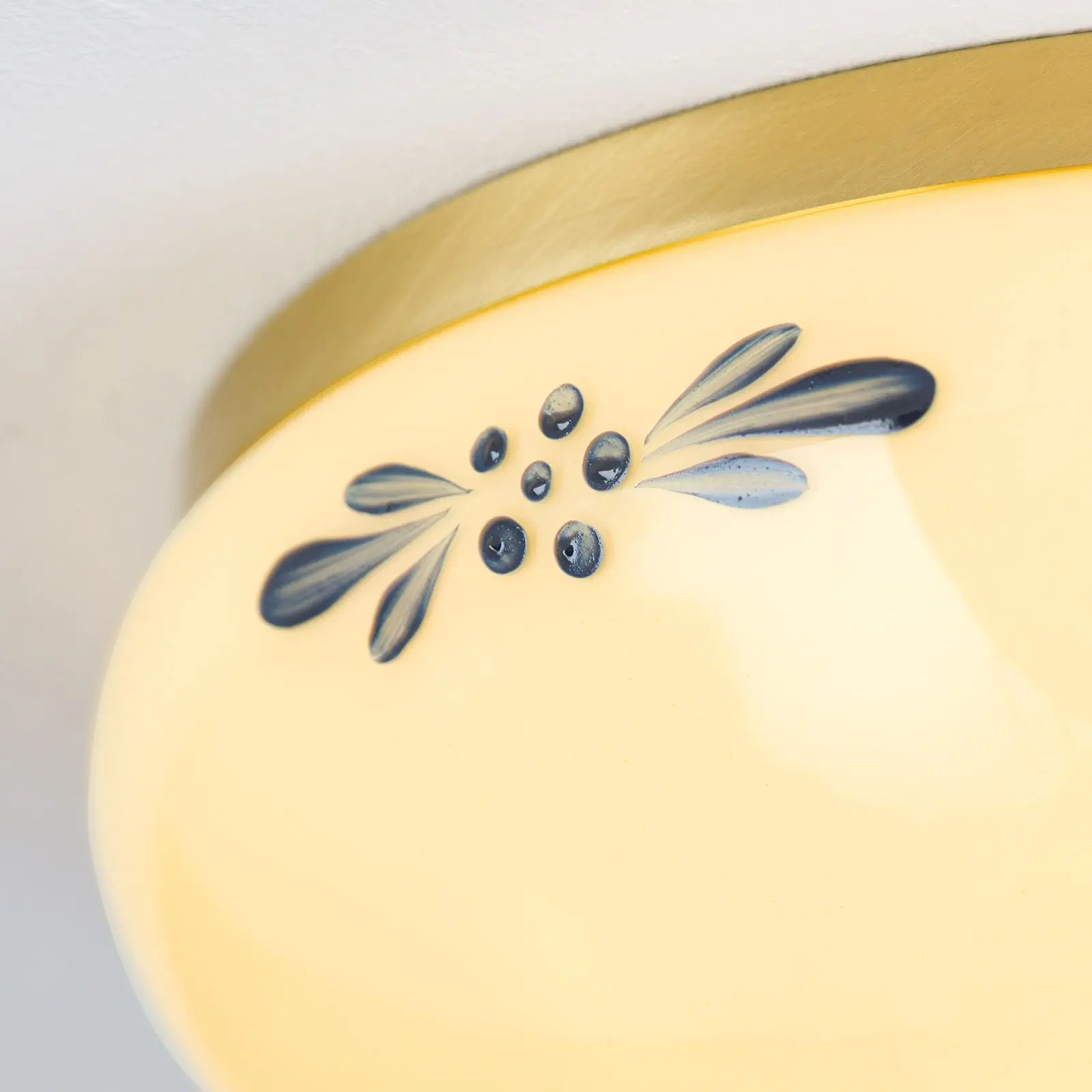 Plafonska lampa LANDHAUS, mesing, sa plavom dekoracijom, sa ukrasnim dugmetom, Ø 21 cm - 5