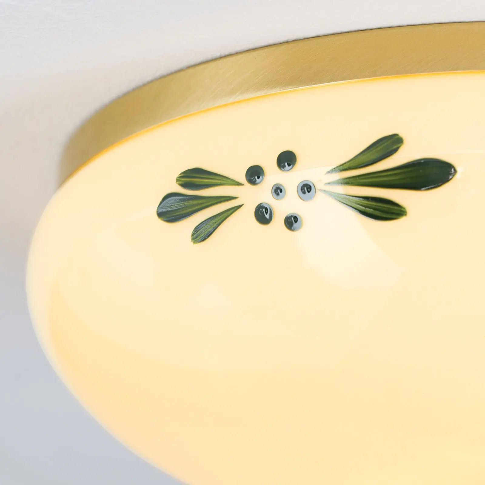 Plafonska lampa LANDHAUS, mesing, sa zelenom dekoracijom, sa ukrasnim dugmetom, Ø 21 cm - 5