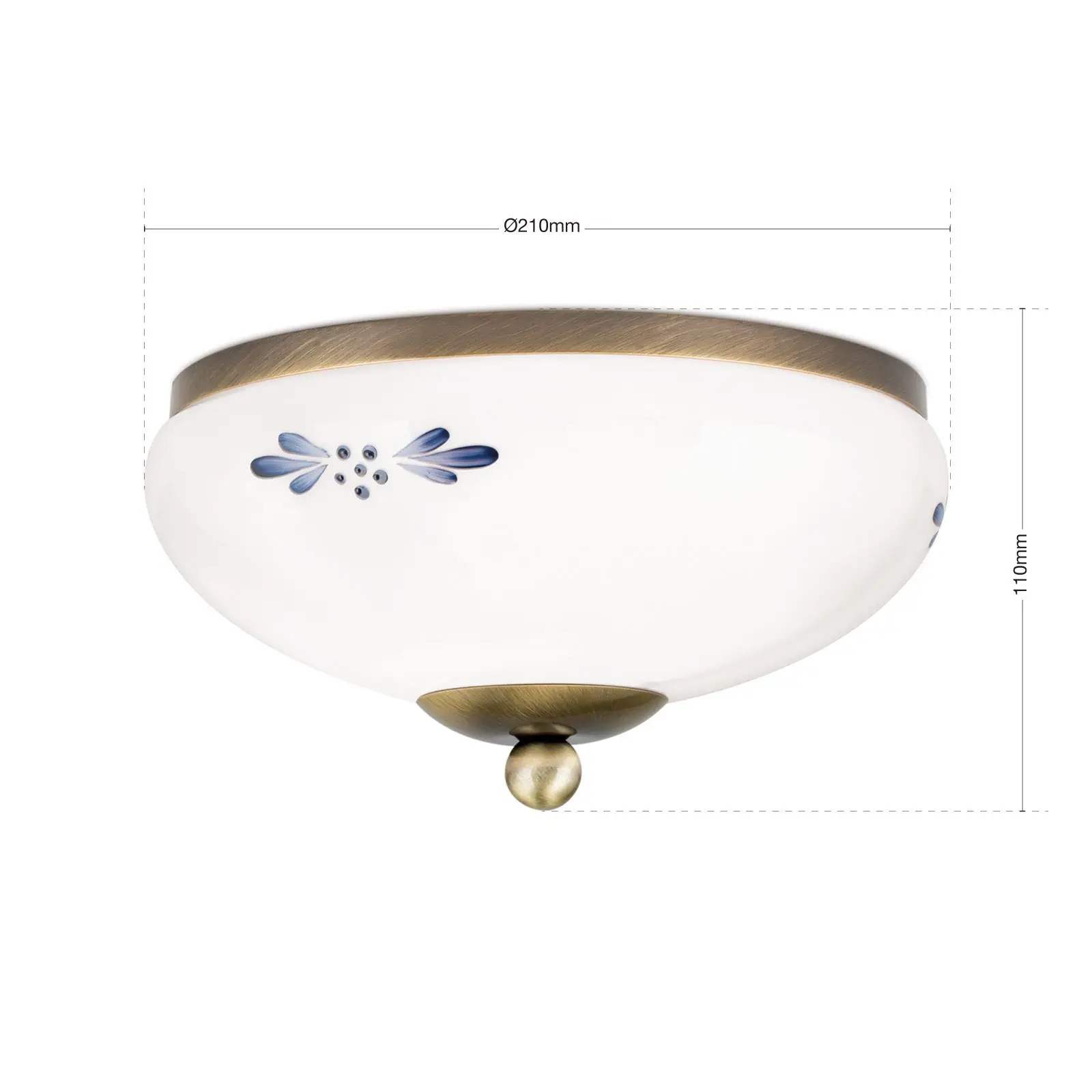 Plafonska lampa LANDHAUS, patina, sa plavim dekorom, sa ukrasnim dugmetom, Ø 21 cm - 7