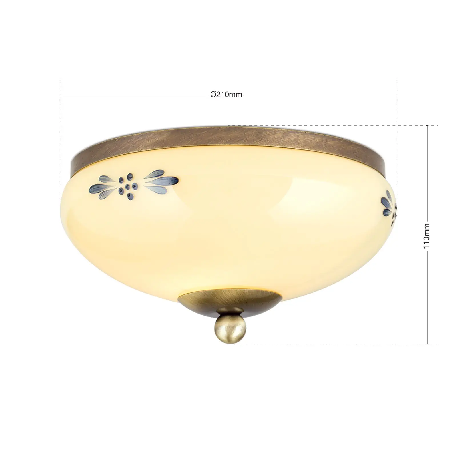 Plafonska lampa LANDHAUS, patina, sa plavom dekoracijom, sa ukrasnim dugmetom, Ø 21 cm - 7