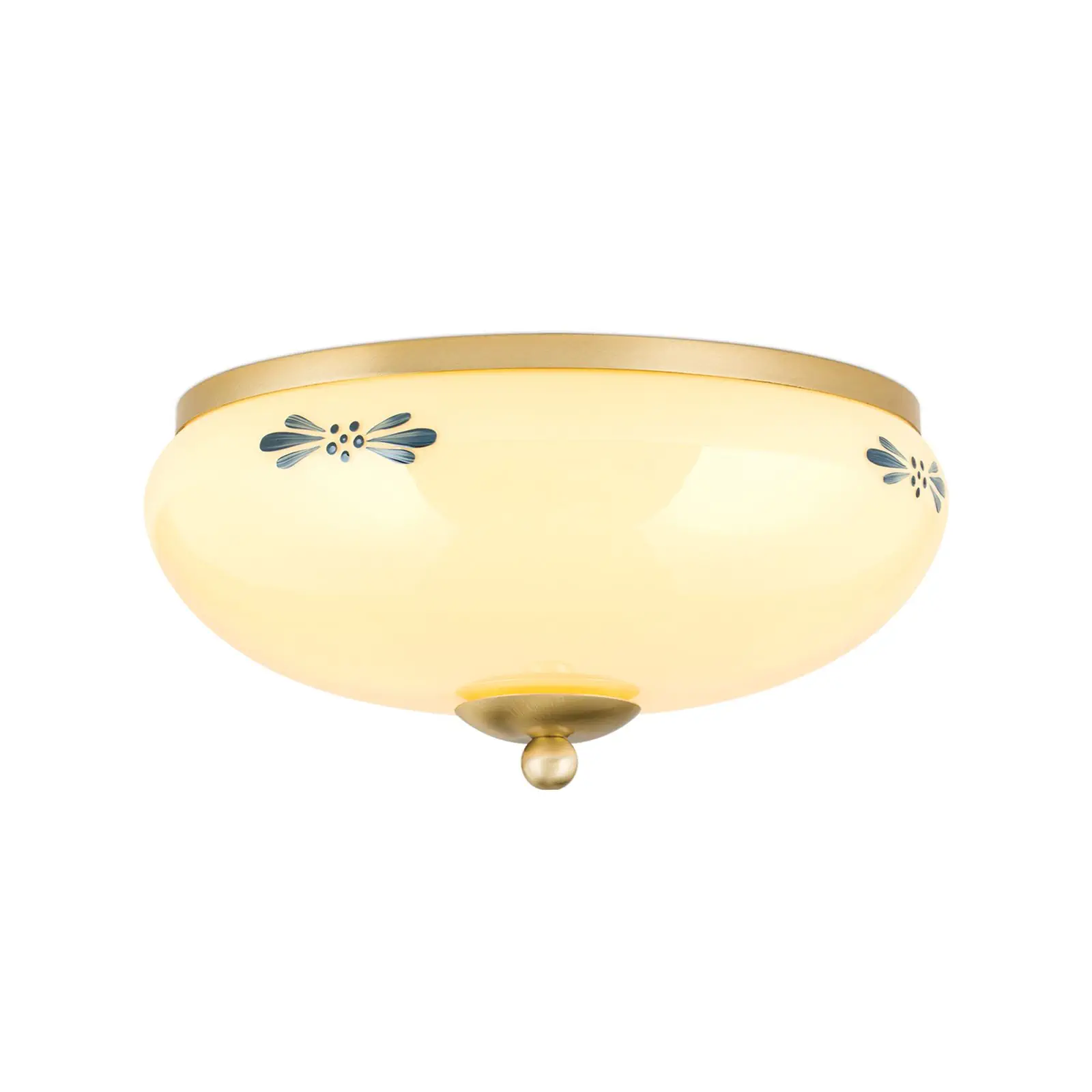 Plafonska lampa LANDHAUS, mesing, sa plavom dekoracijom, sa ukrasnim dugmetom, Ø 28 cm - 4